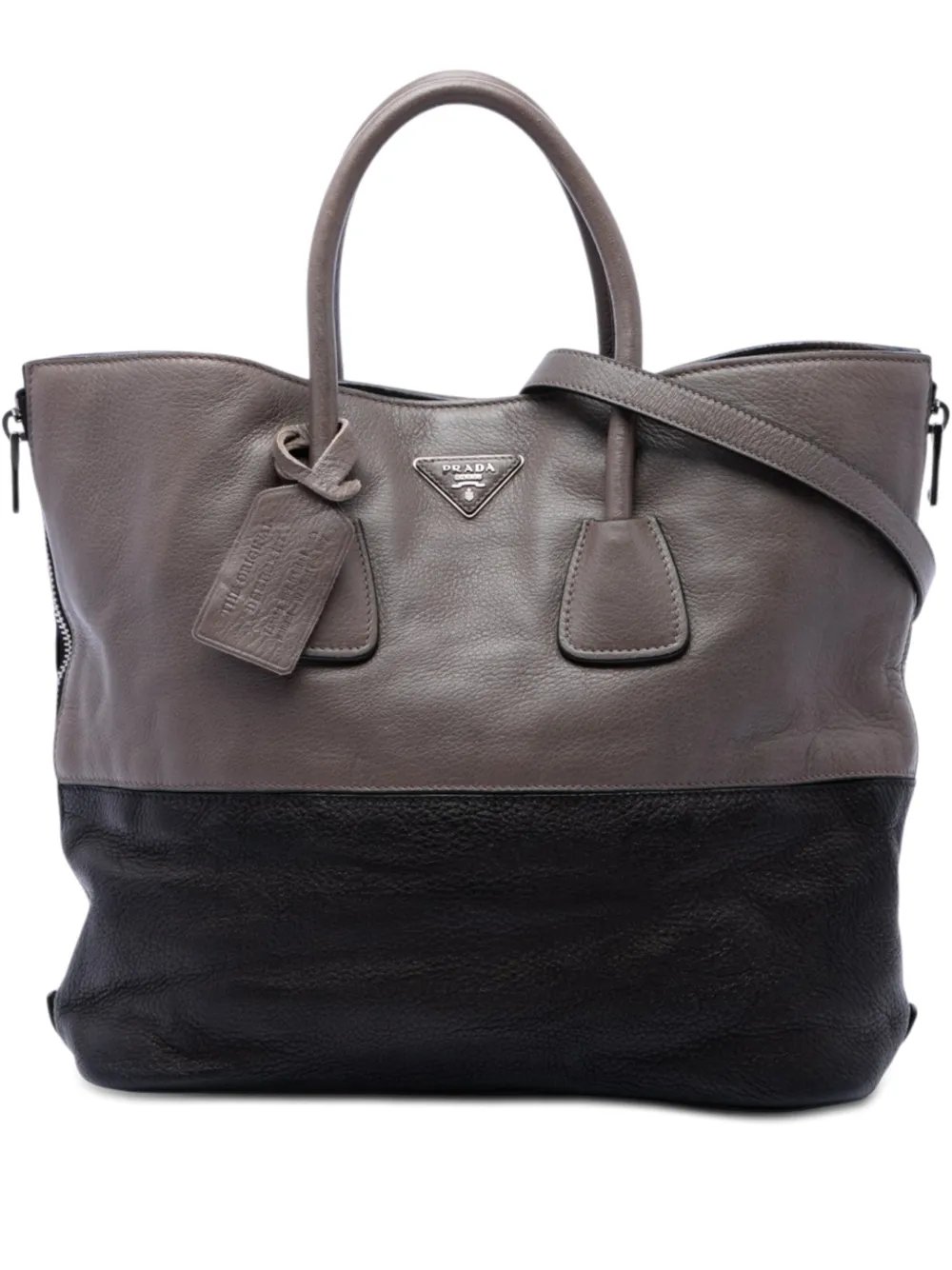 Prada 2013-2026 Bicolor Cervo Deerskin Side Zip Convertible Tote satchel