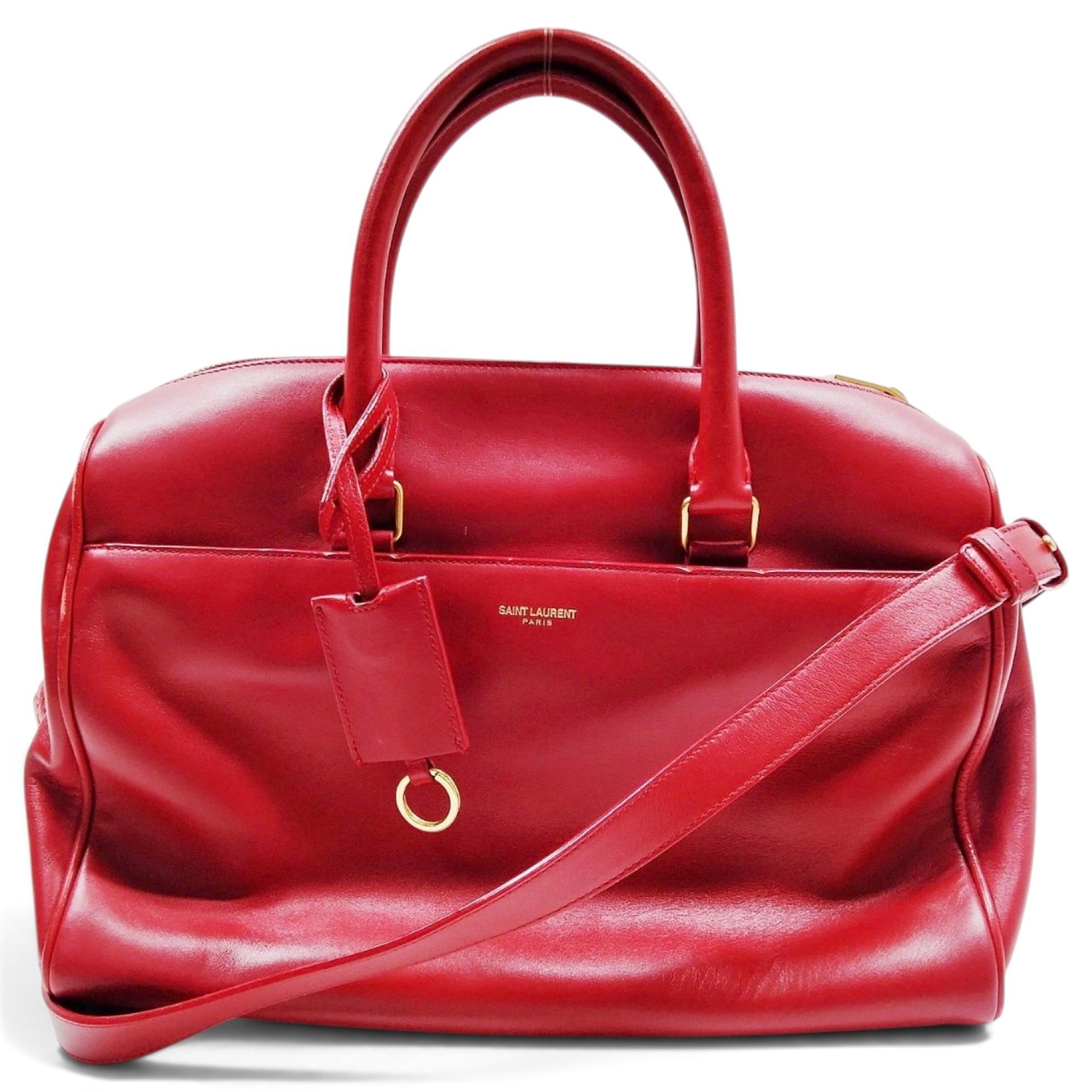 Duffle leather bowling bag