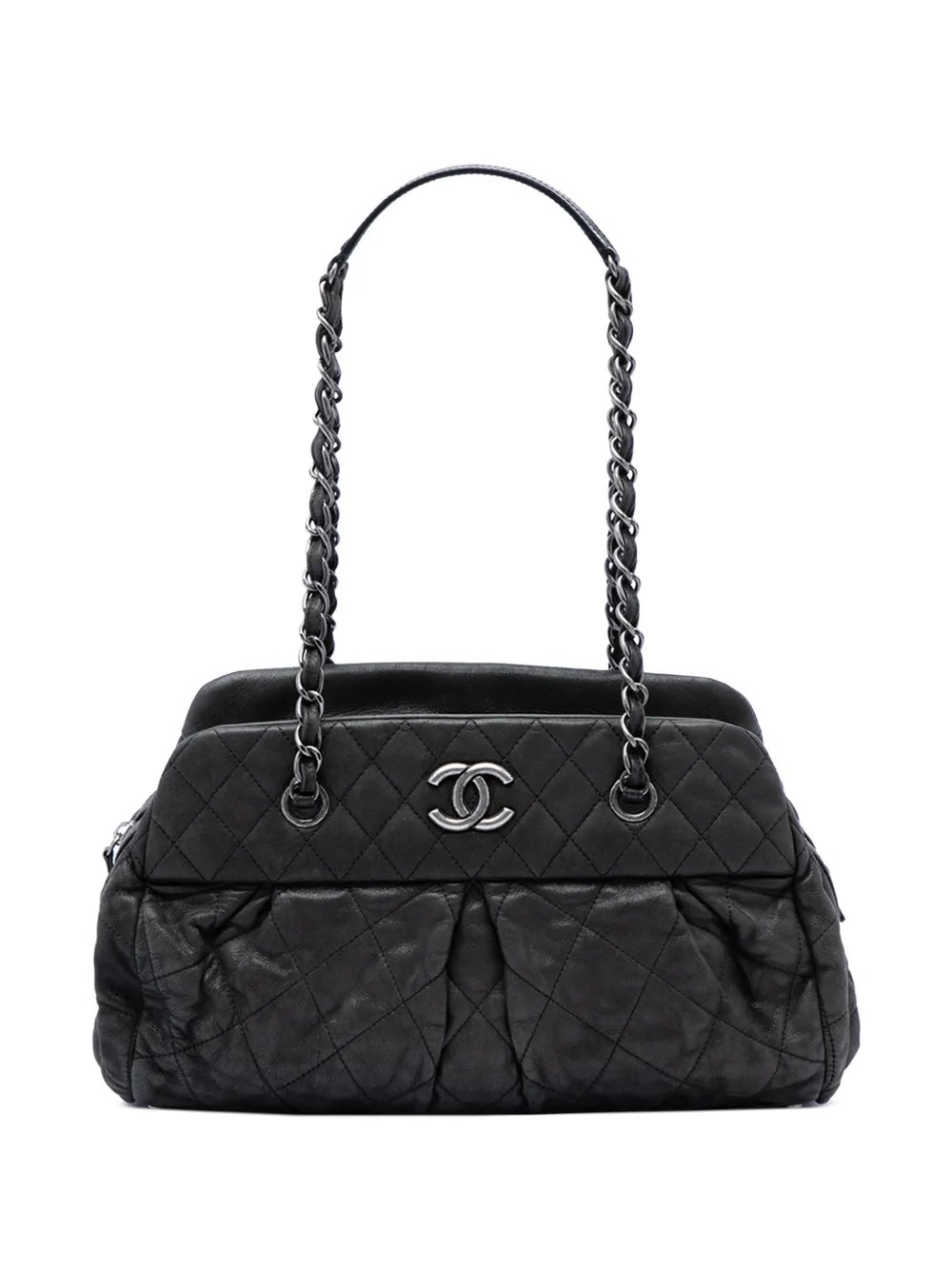 2010-2011 Quilted Iridescent Calfskin Chic Quilt Bowling Bag shoulder bag