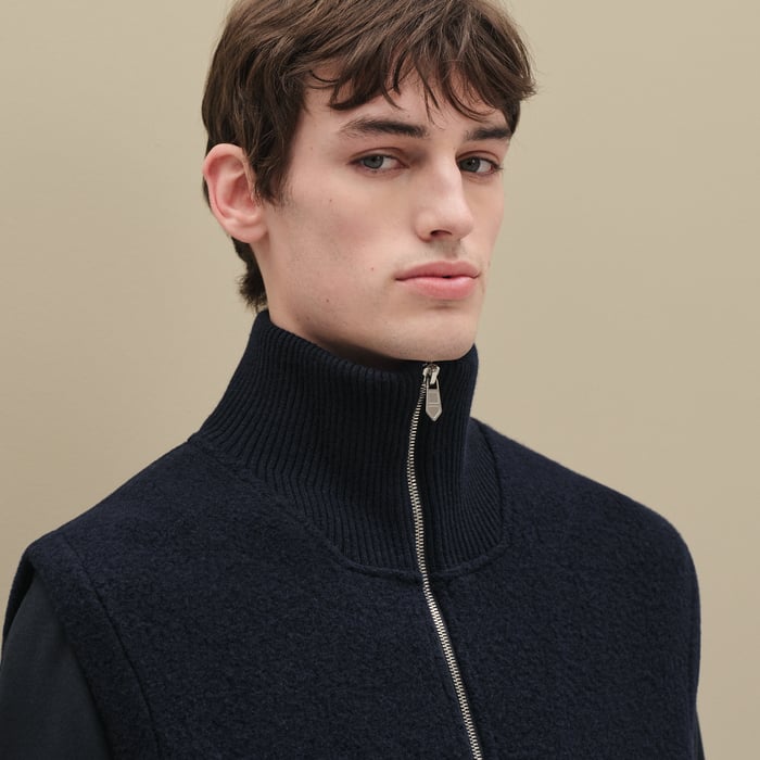Marine Vest With Leather Details
