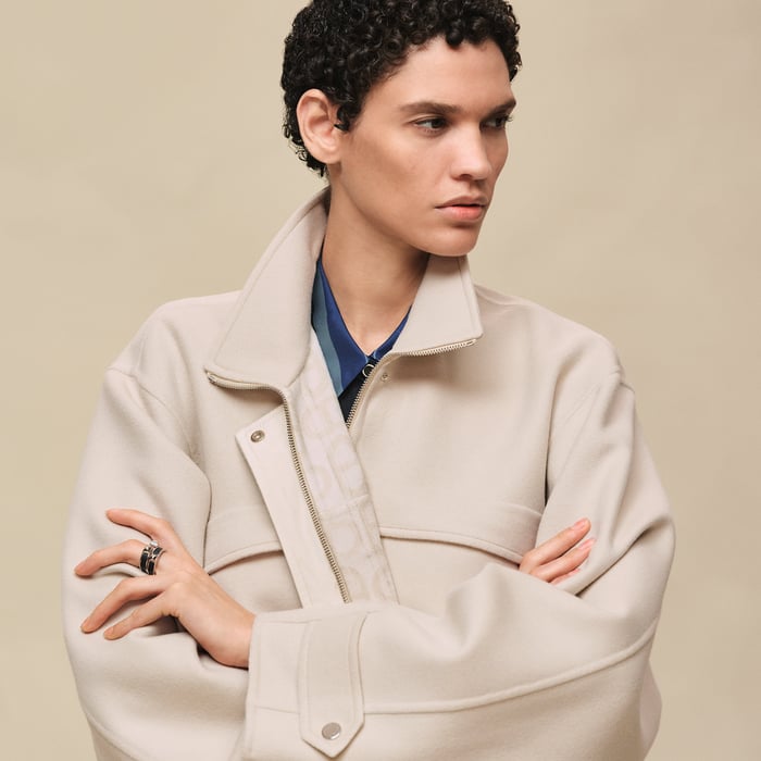 Blanc Sable Short Parka Coat