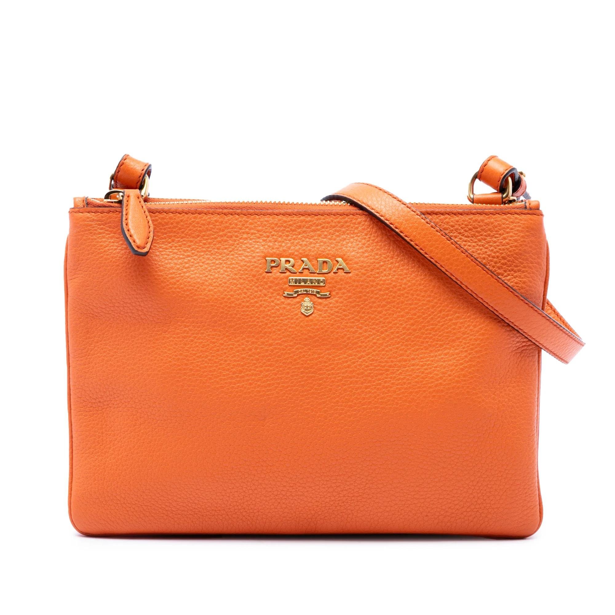Double leather crossbody bag
