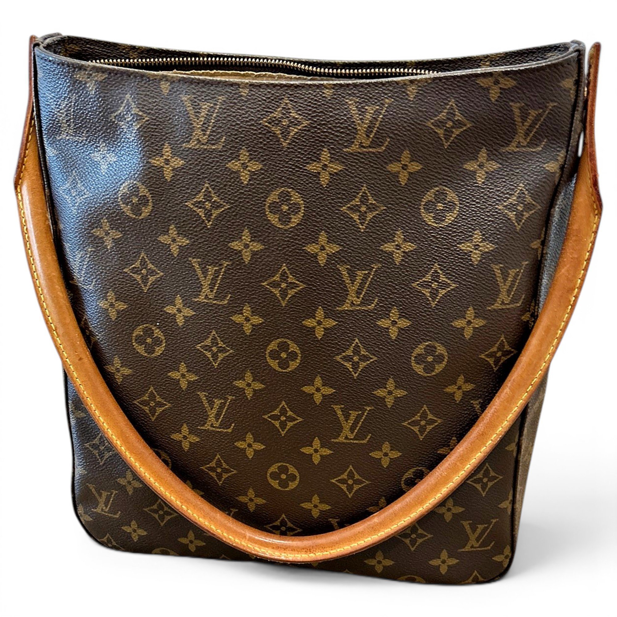Looping leather handbag