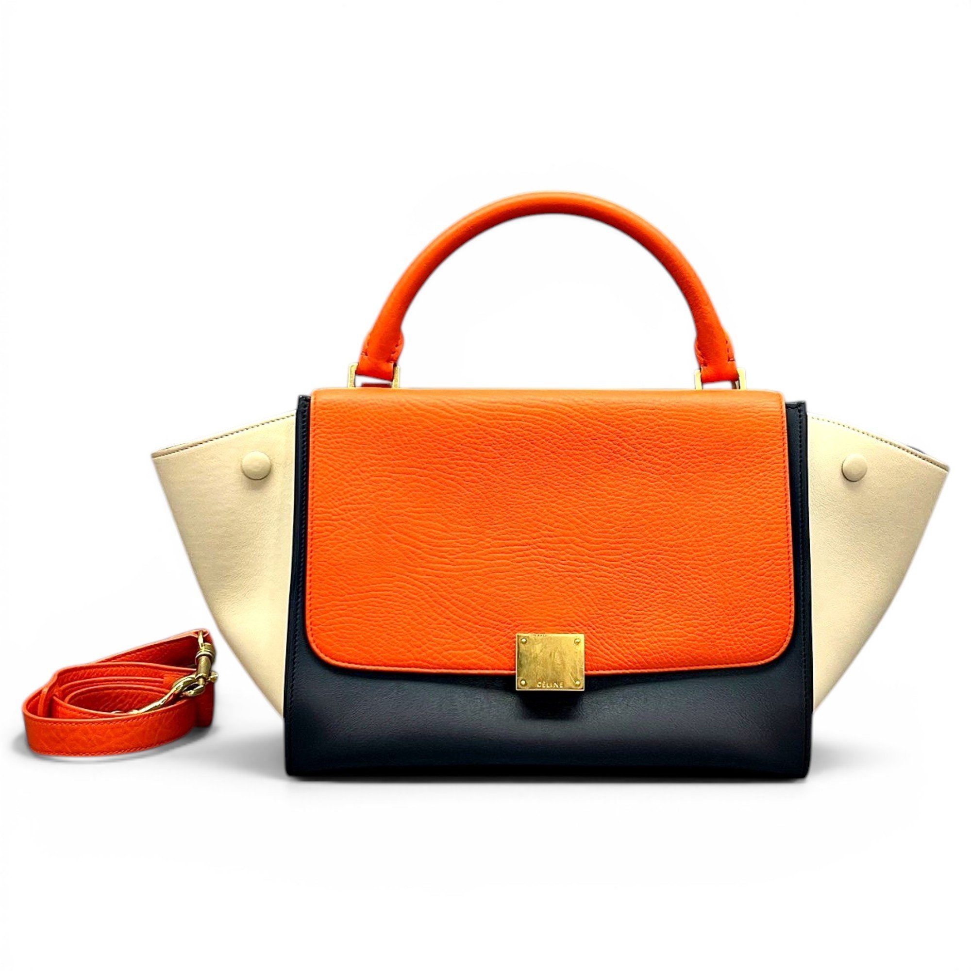 Trapèze leather handbag