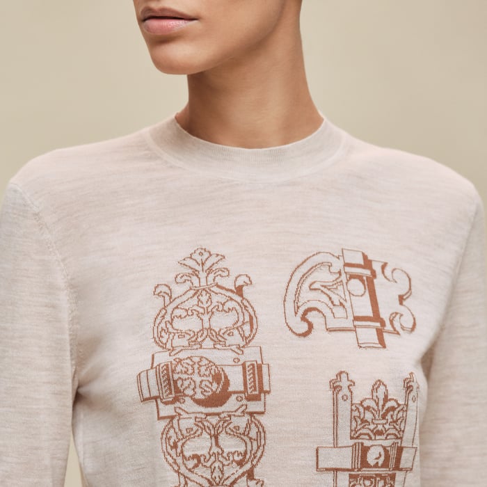 Beige Naturel "Ferronnerie" Long-sleeve Sweater