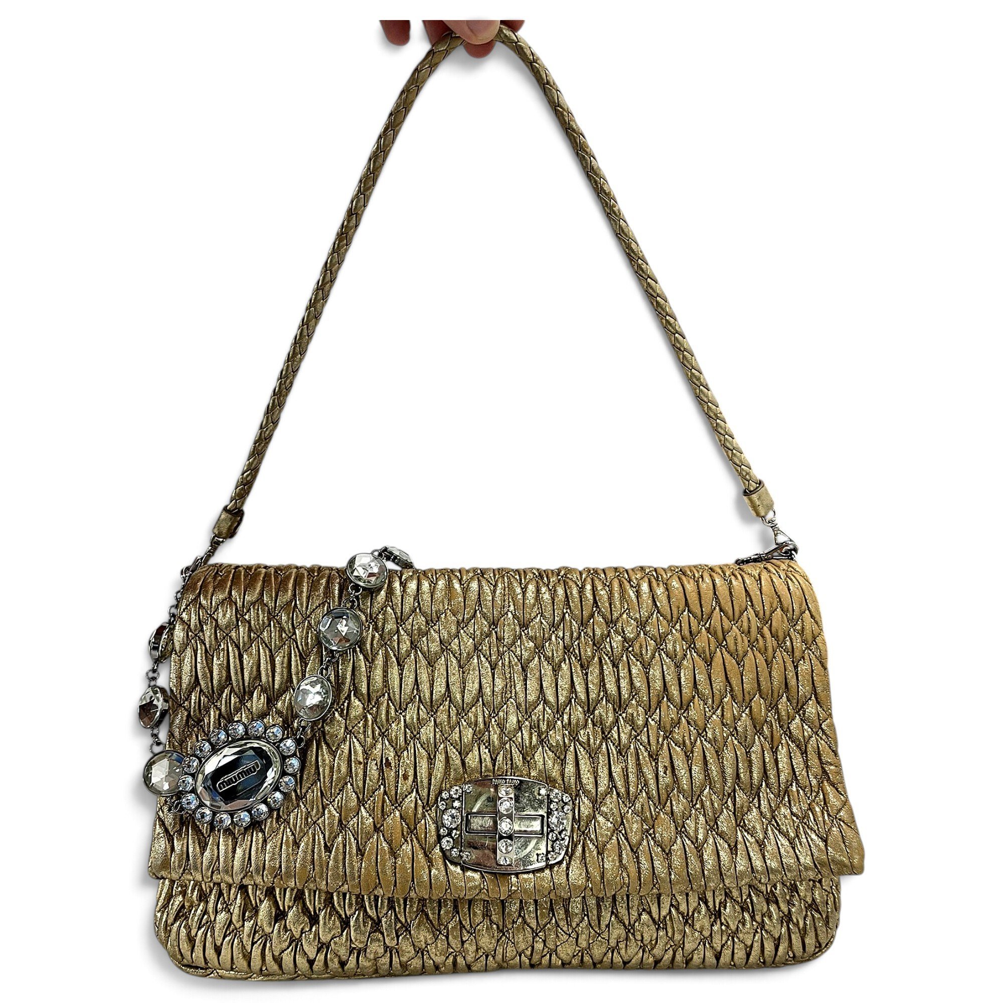 Miu Crystal leather handbag