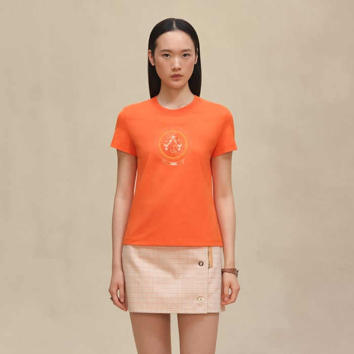 Orange Pop Printed Straight T-shirt
