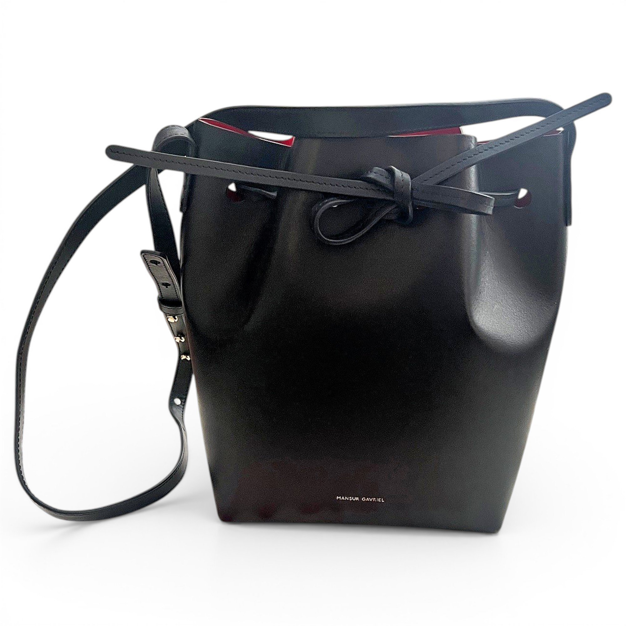 Bucket leather handbag