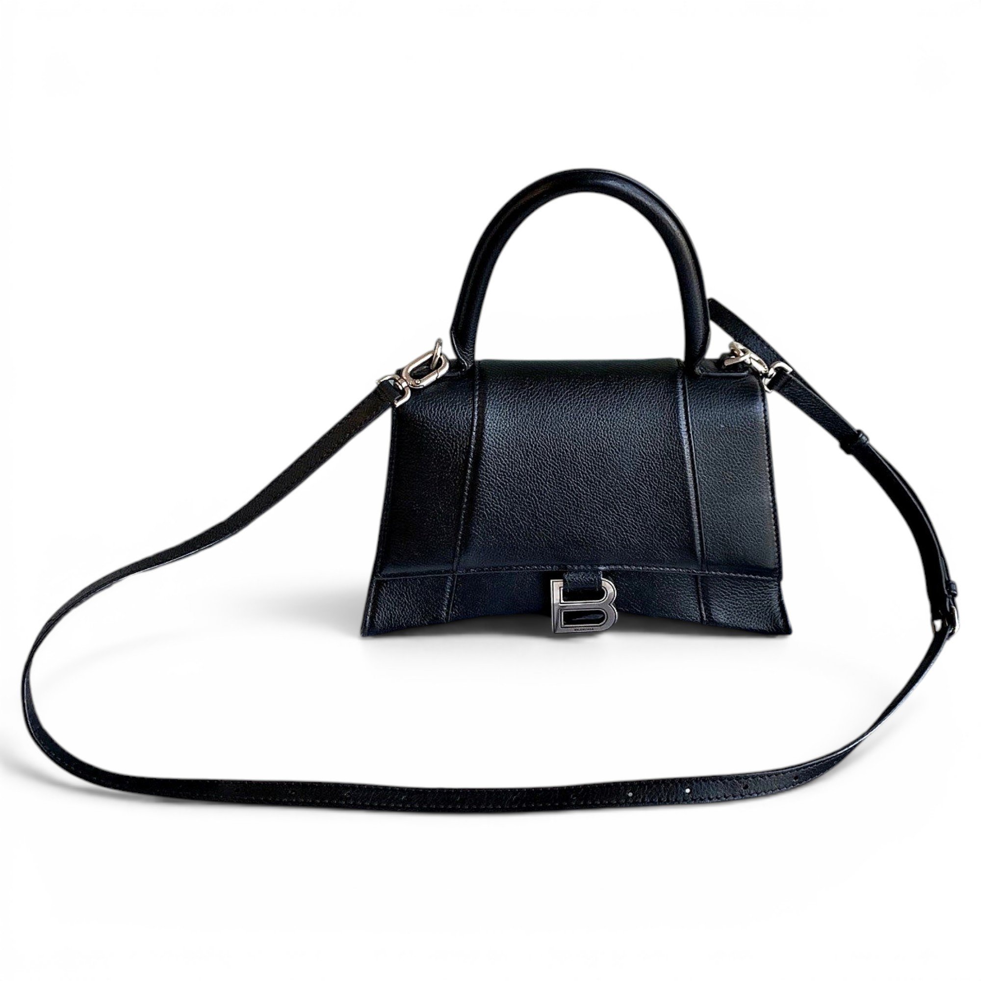 Hourglass leather handbag