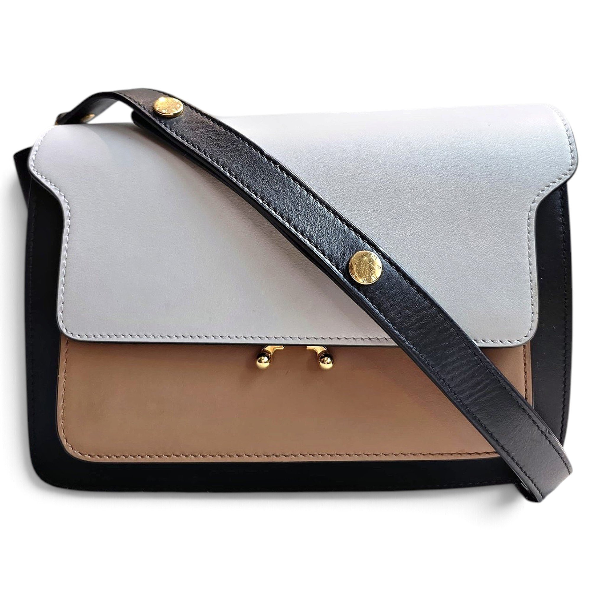 Trunk leather crossbody bag