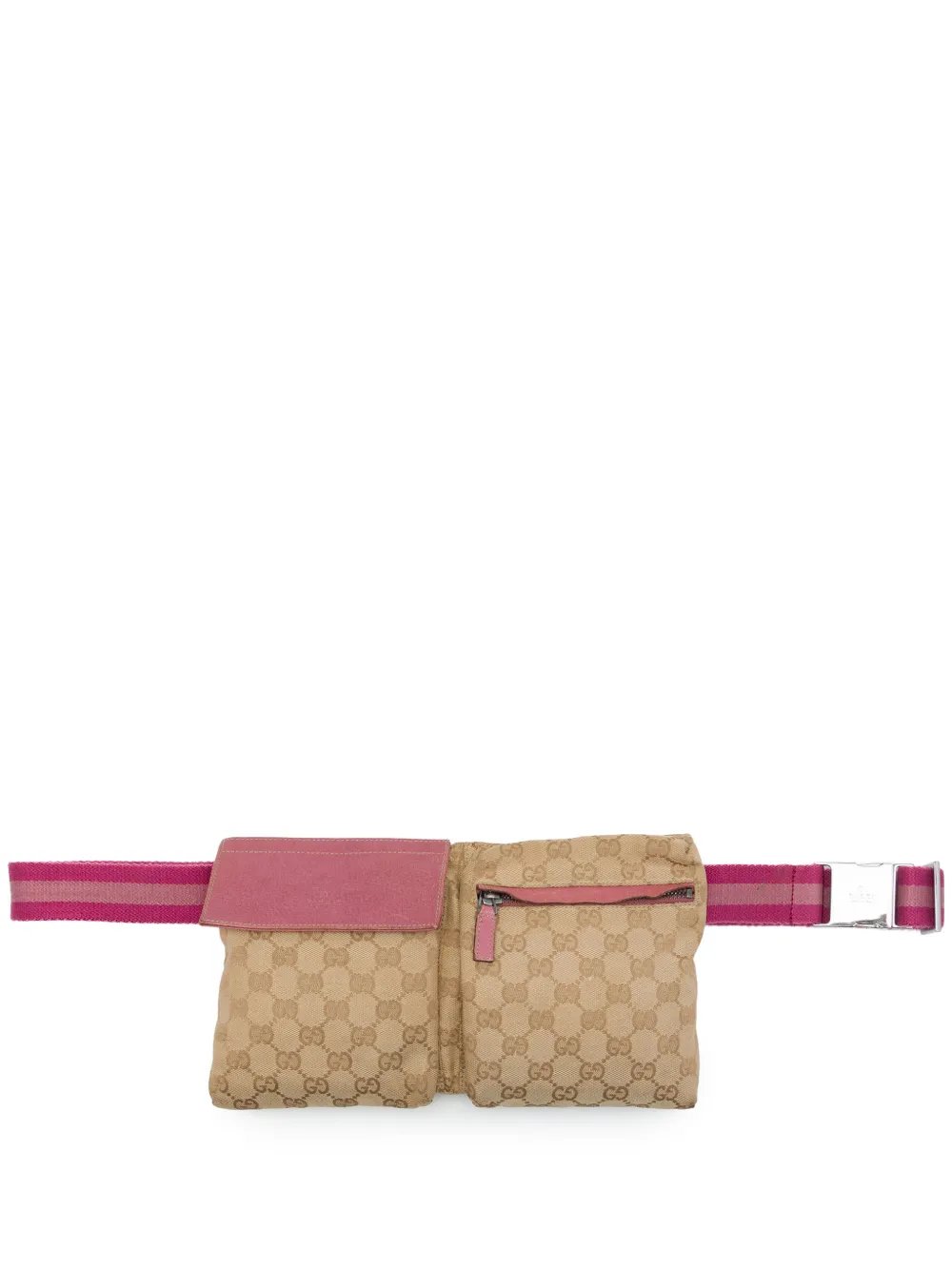 2000-2015 GG Canvas Web Double Pocket belt bag
