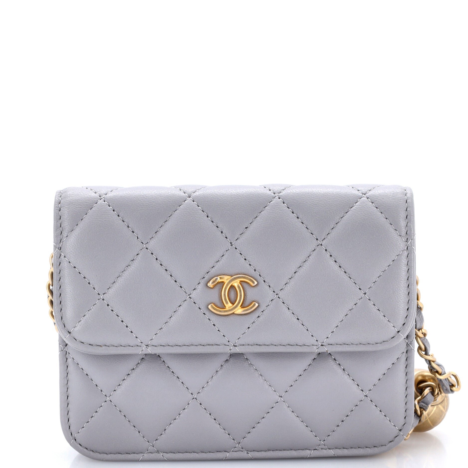Pearl Crush Flap Clutch with Chain Quilted Lambskin Mini