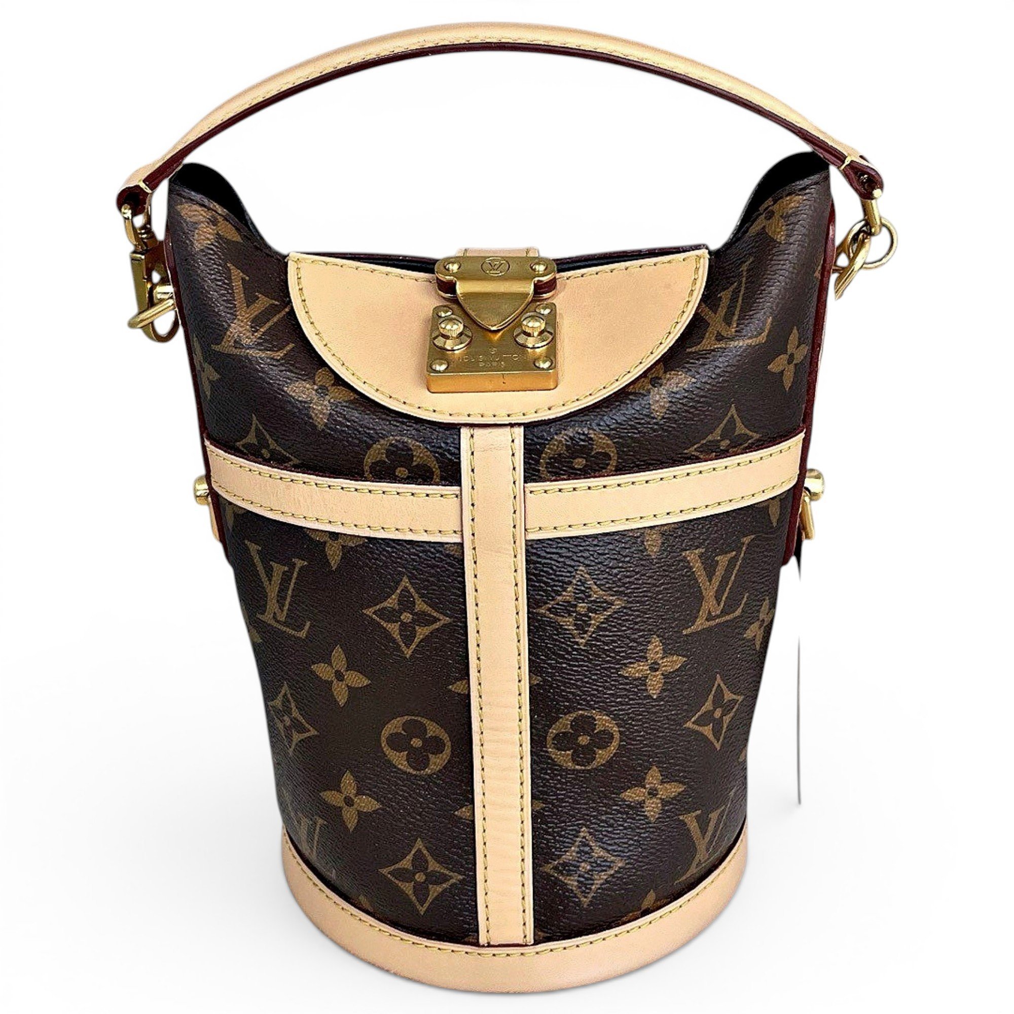 Duffle leather handbag