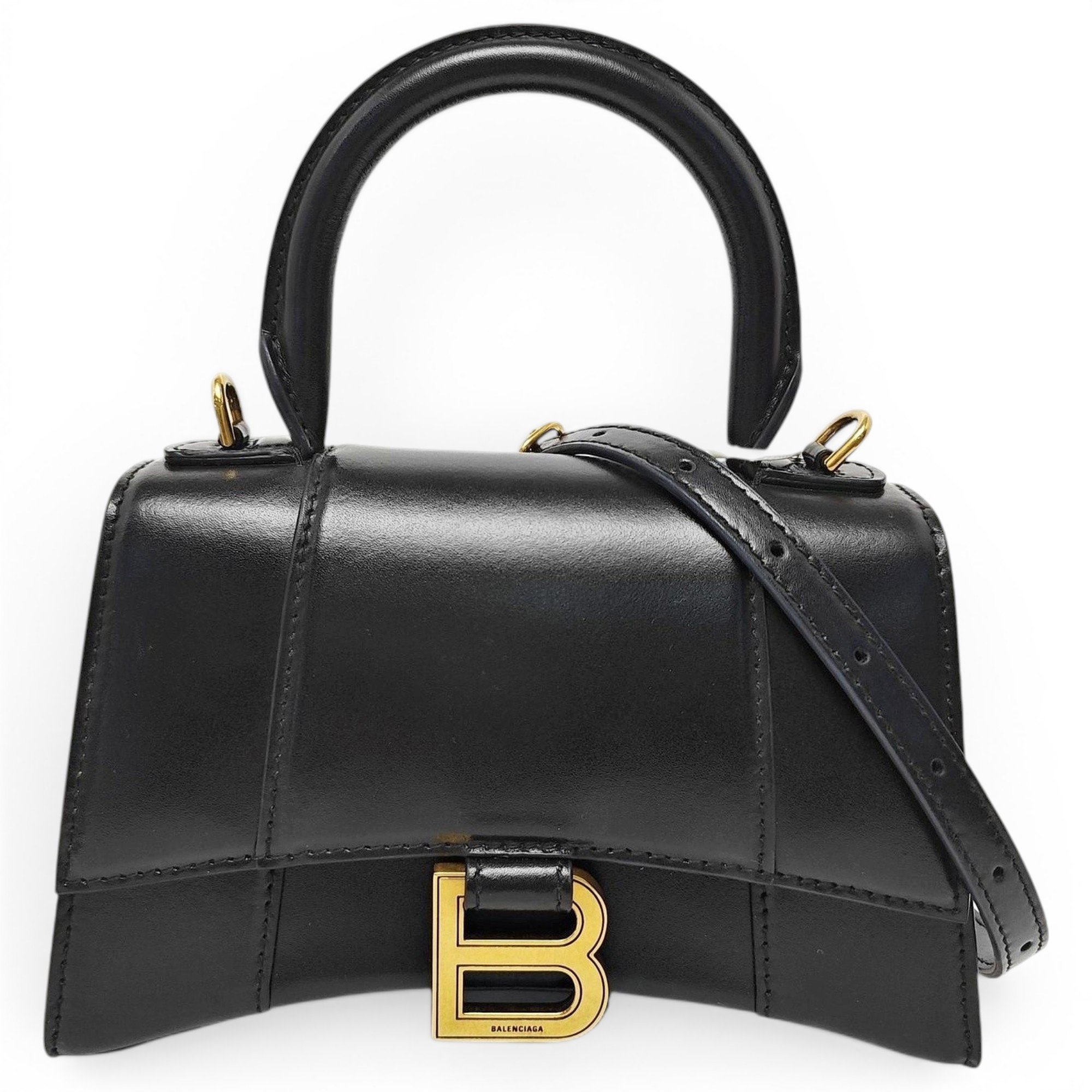 Hourglass leather handbag