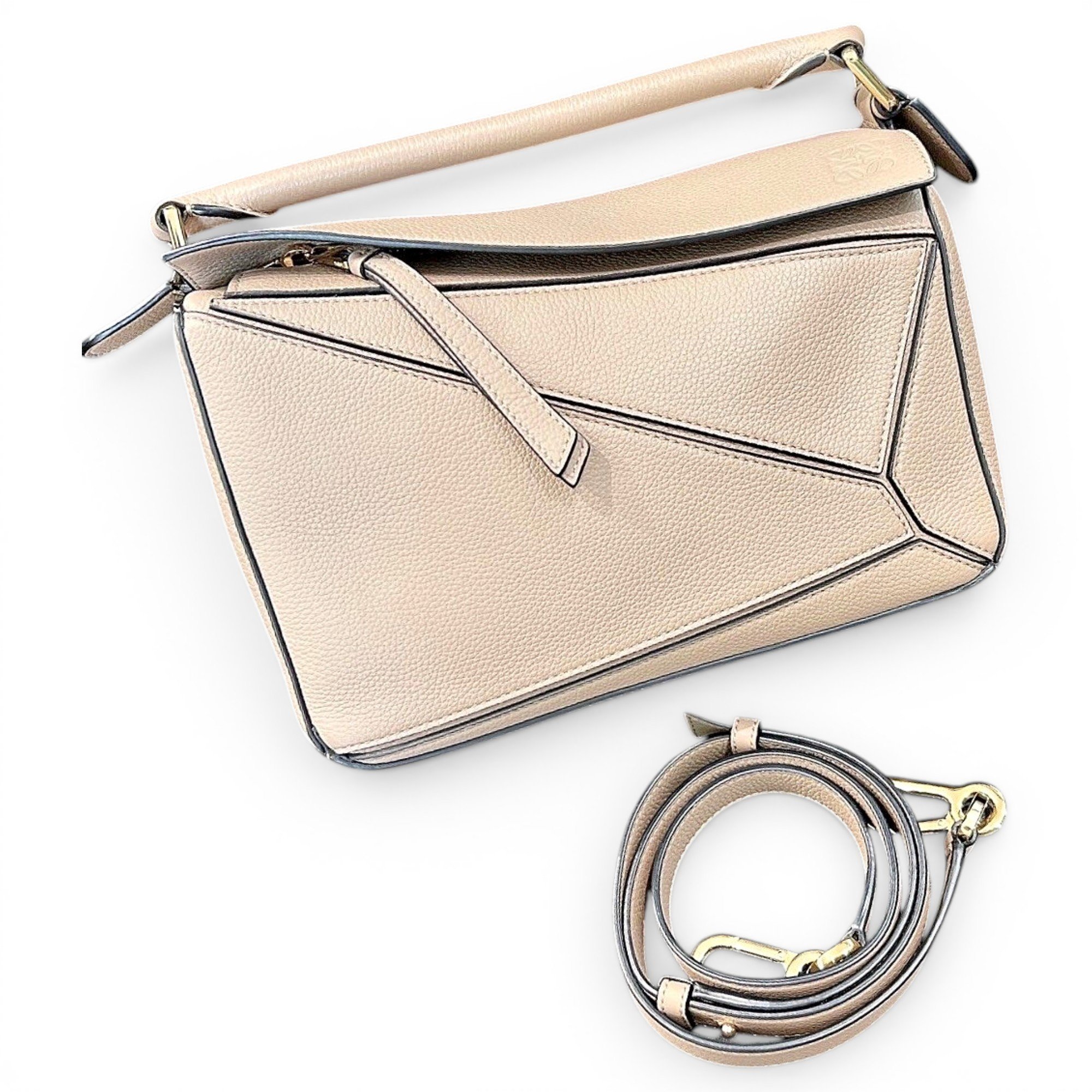 Puzzle leather handbag