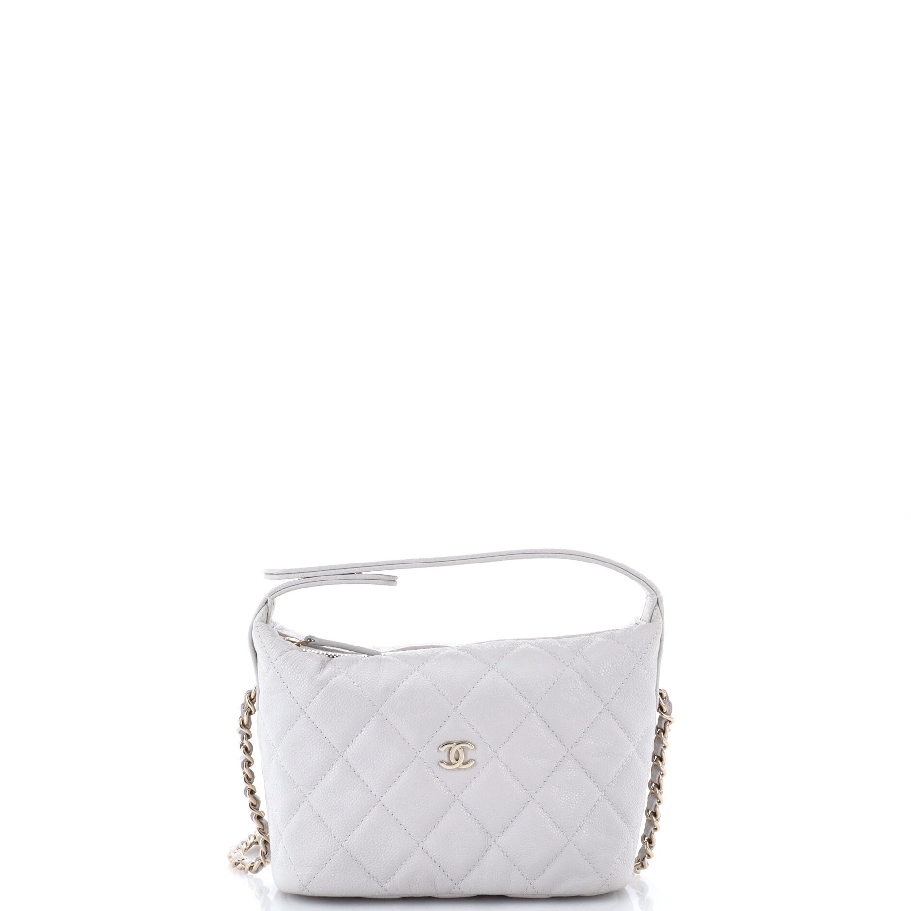 CC Hobo Clutch with Chain Quilted Caviar