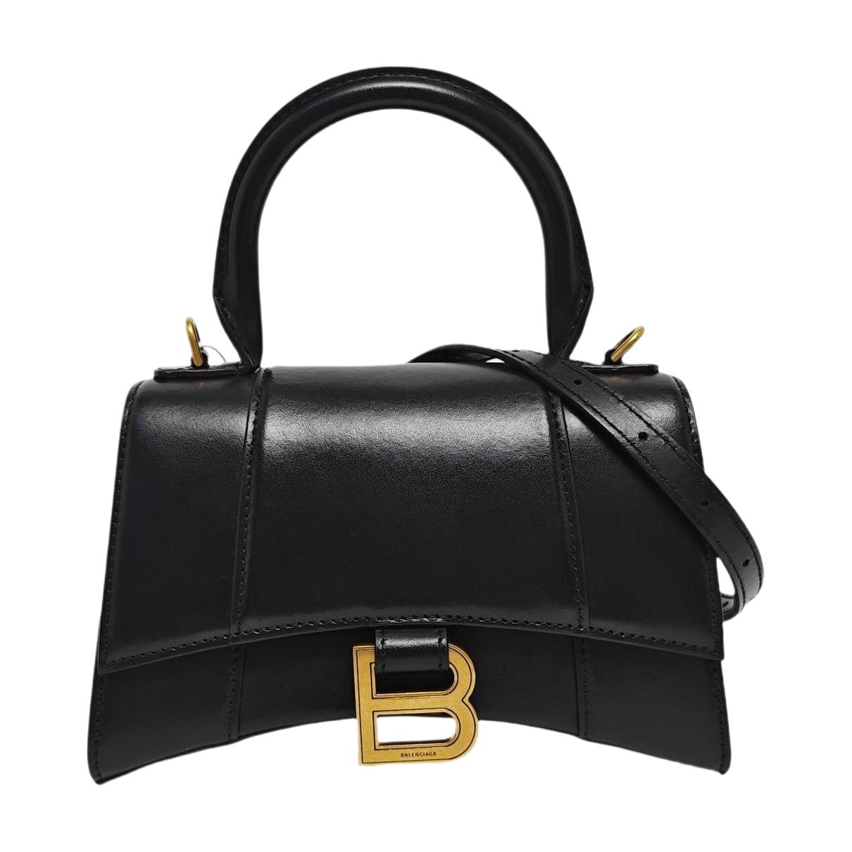 Hourglass leather handbag