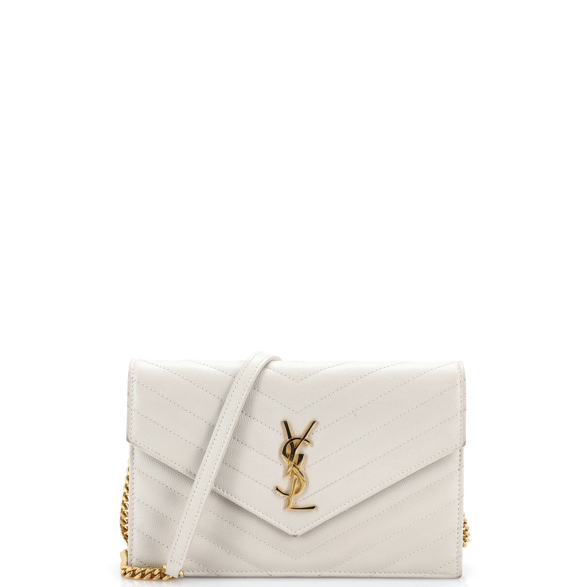 Classic Monogram Wallet on Chain Matelasse Chevron Leather Small