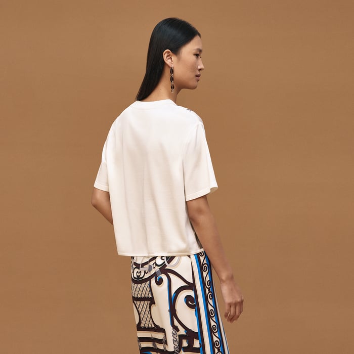 Blanc Céramique "l'Enseigne Du Sellier" Short-sleeve Sweater
