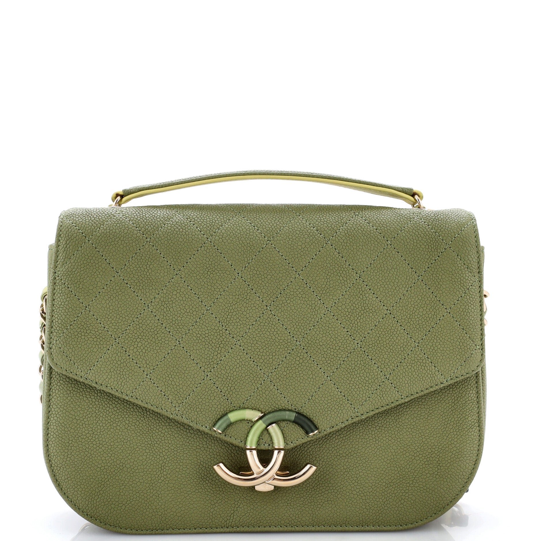Thread Around Flap Bag Quilted Caviar Medium
