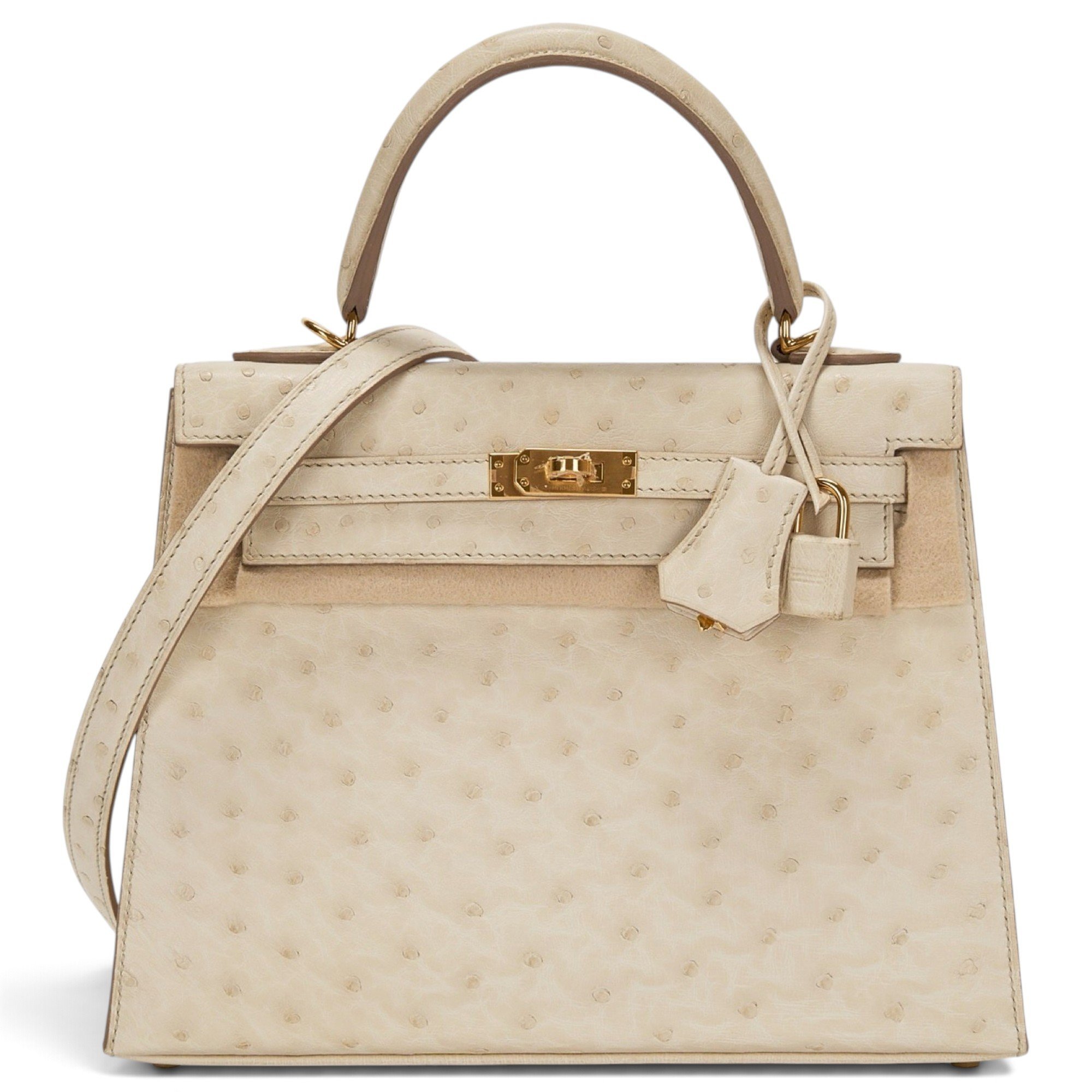 Hermes Kelly 25 Handbag Ostrich Leather