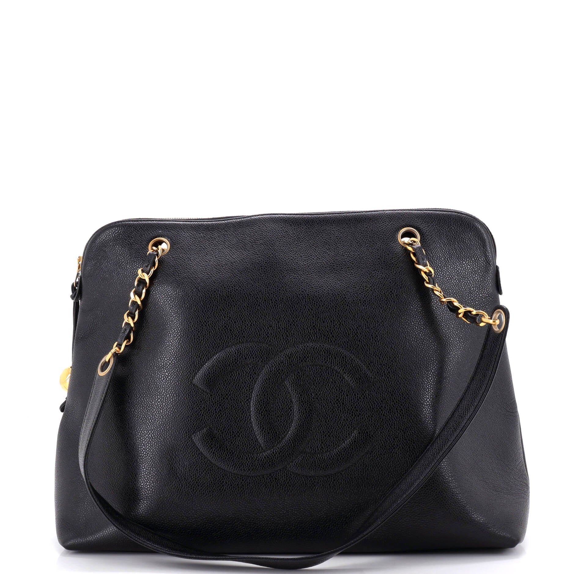 Vintage Timeless Zip Tote Caviar Large