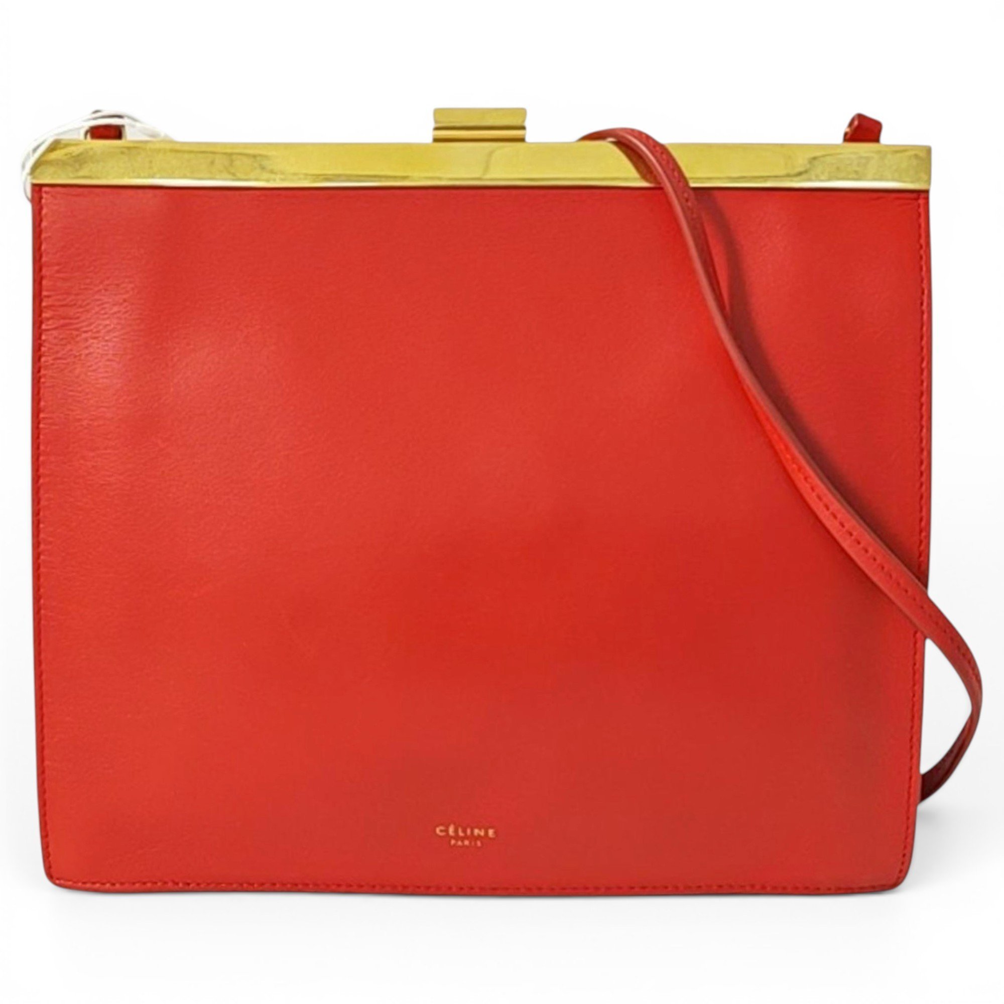 Clasp leather handbag