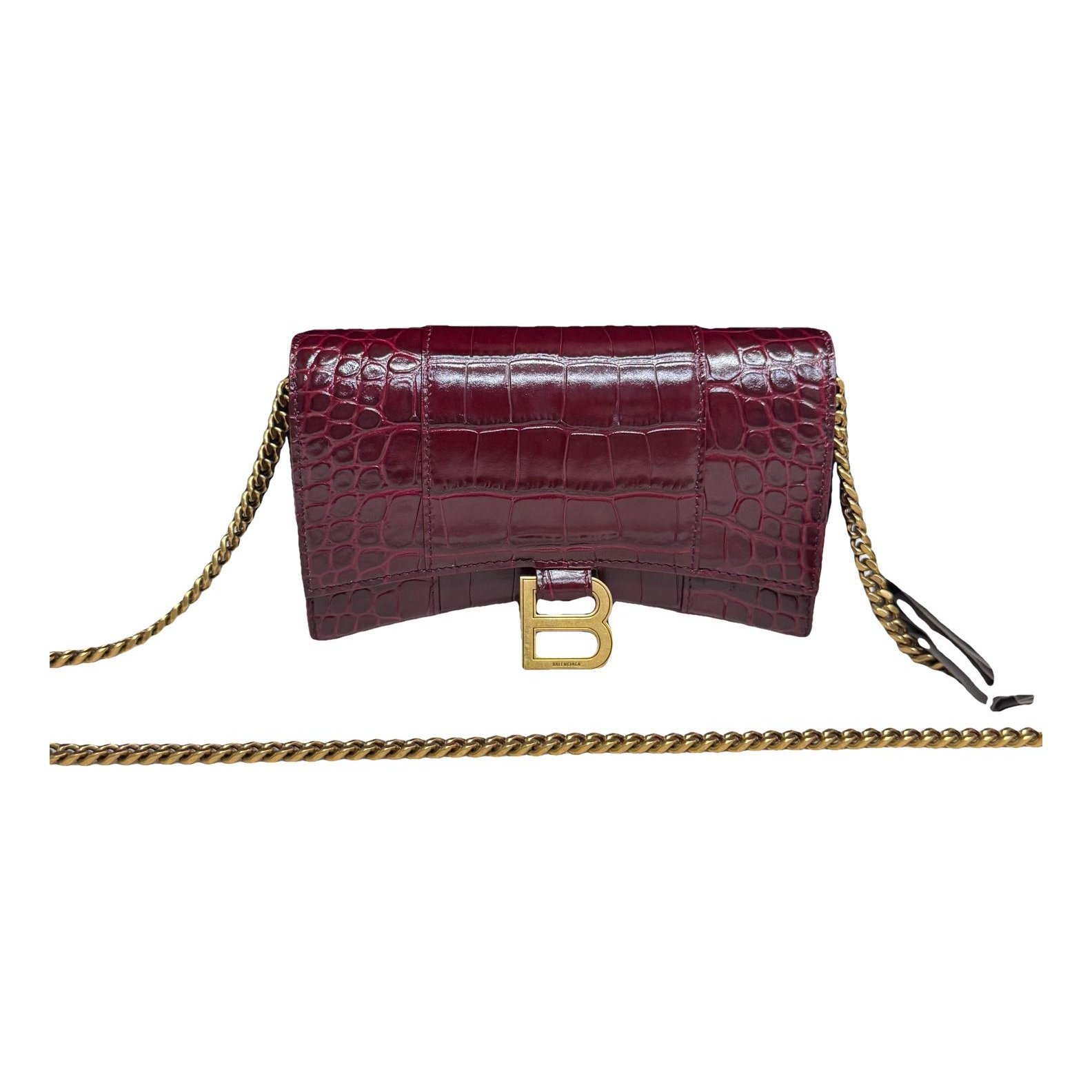 Hourglass leather handbag