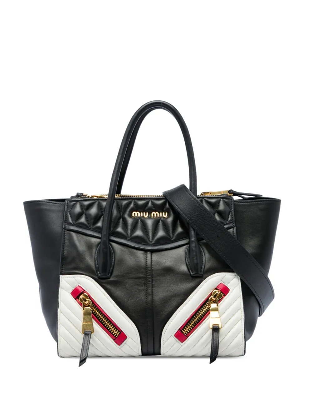 2010-2026 Small Tricolor Nappa Biker Twin Pocket satchel