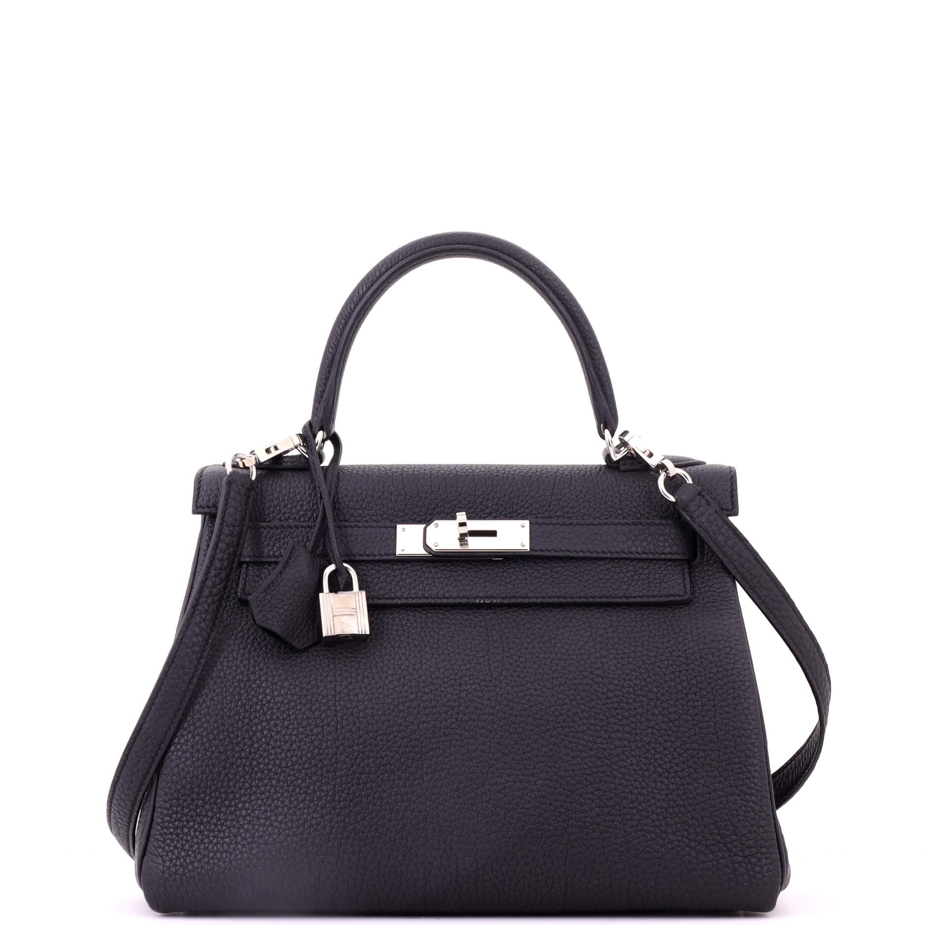 Kelly Handbag Noir Togo with Palladium Hardware 28