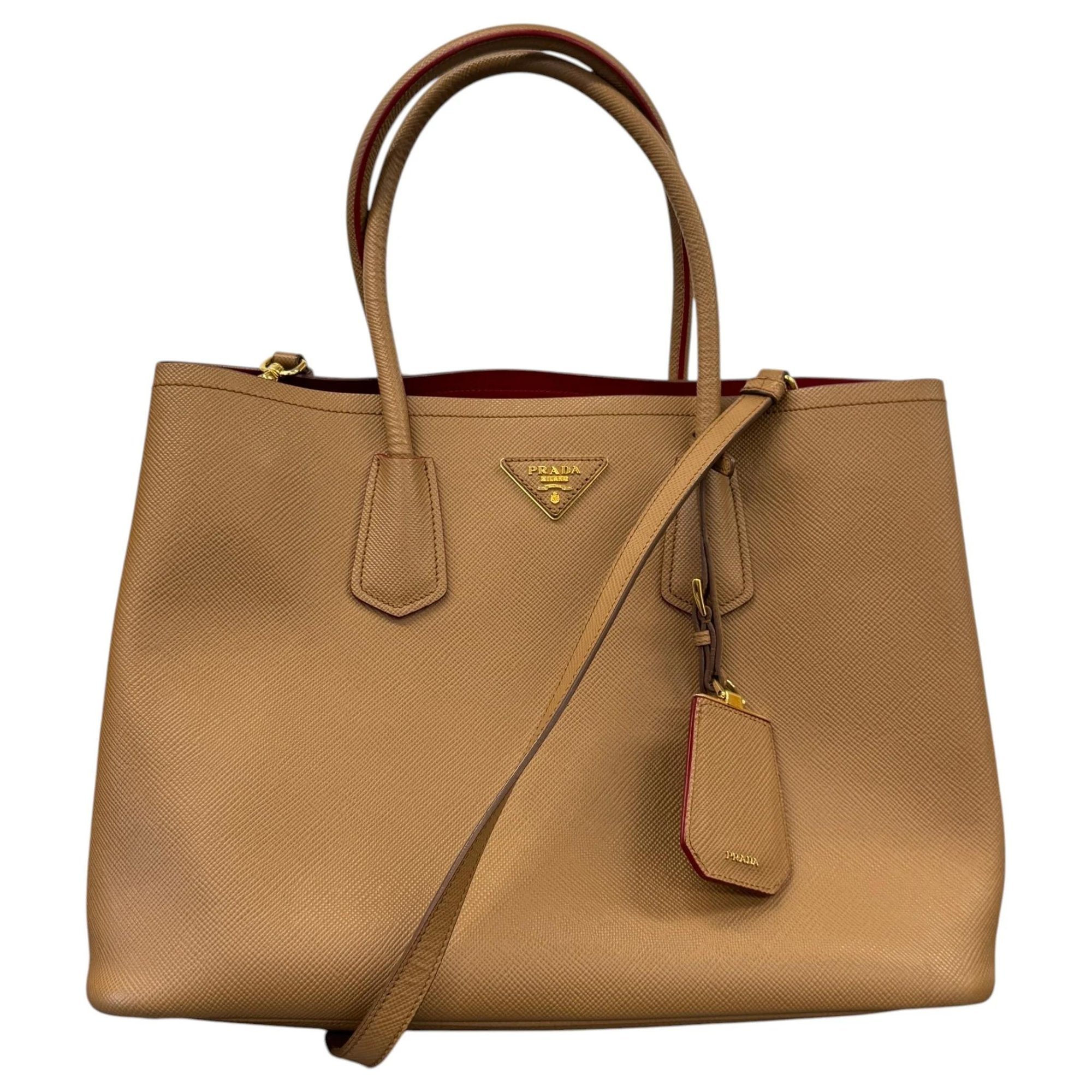 Double leather handbag