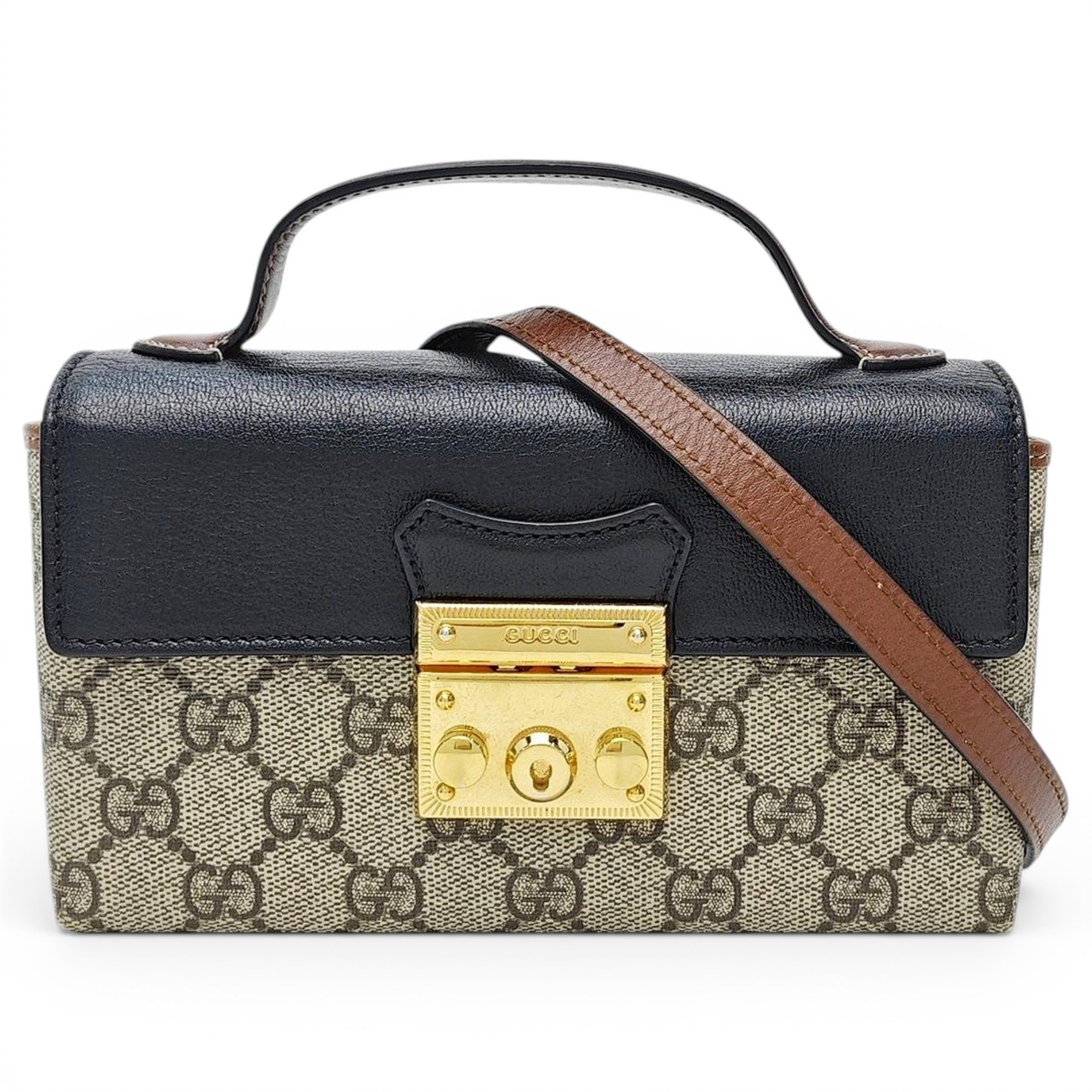 Padlock leather handbag