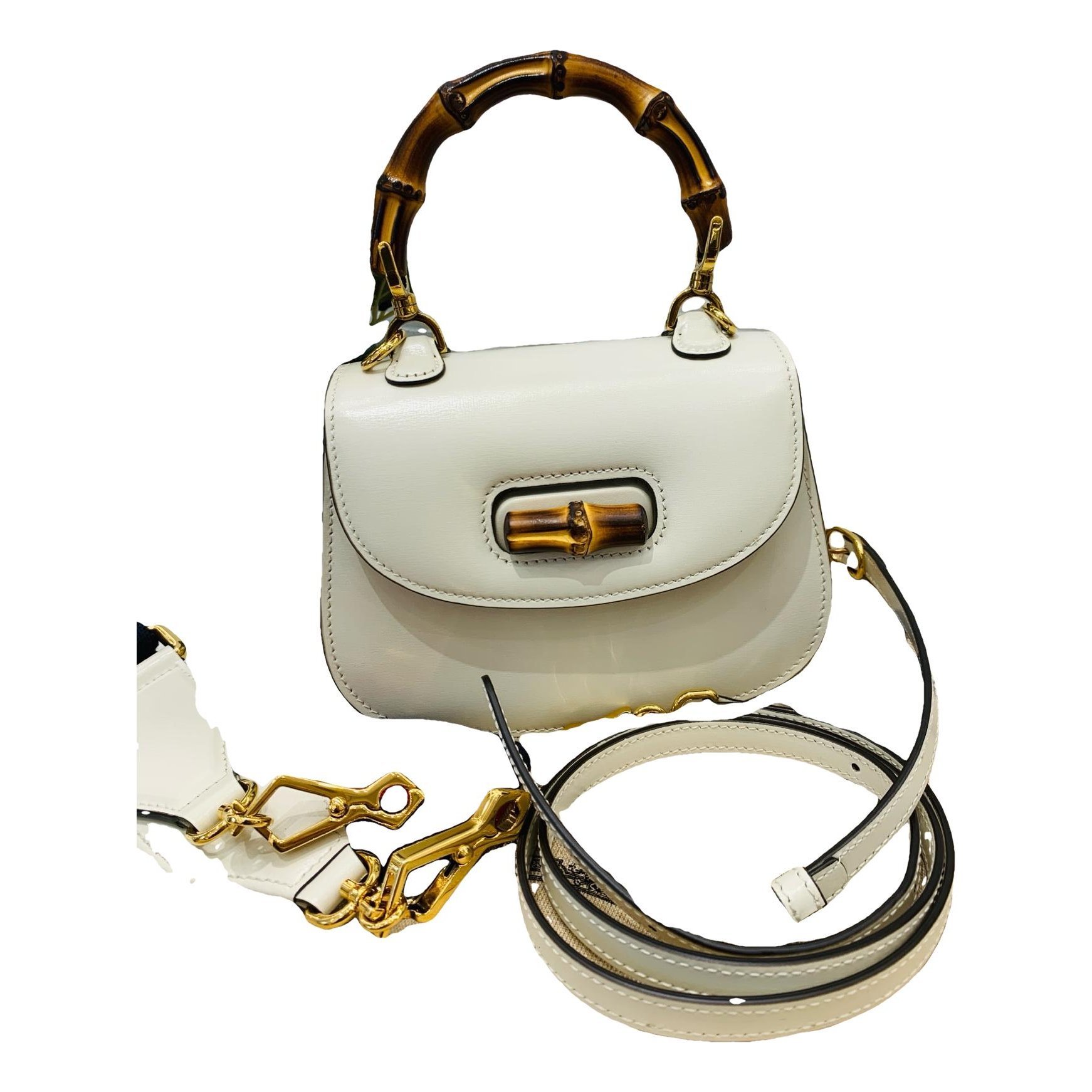 Convertible Bamboo Top Handle leather handbag