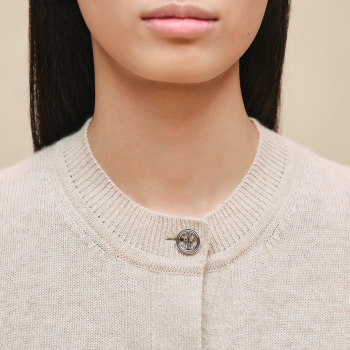 Beige Naturel Cashmere Long-sleeve Cardigan