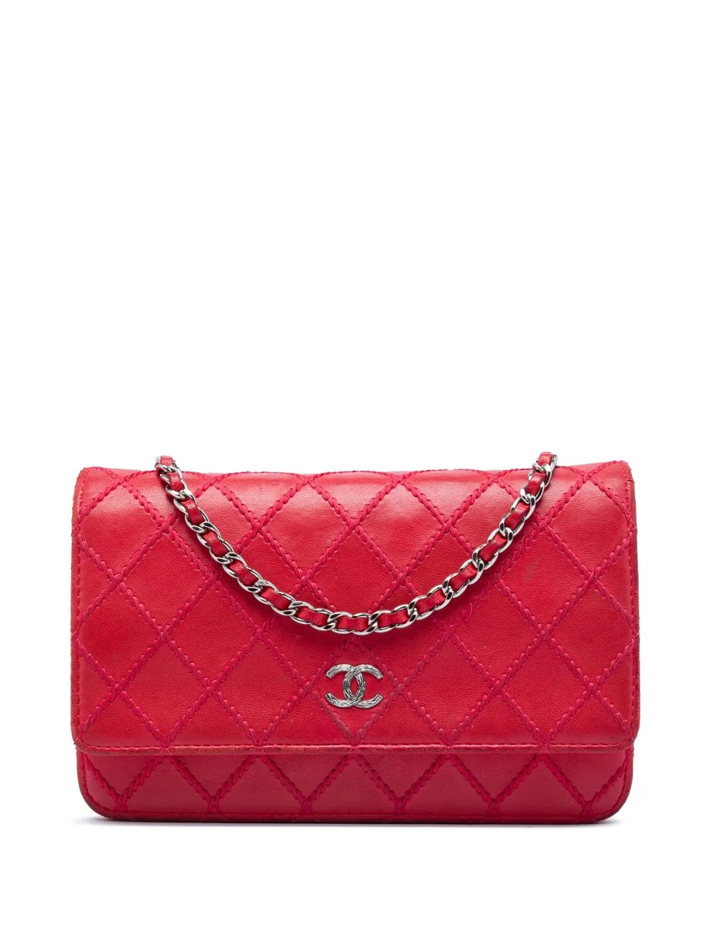 2014 CC Lambskin Wild Stitch Wallet on Chain crossbody bag