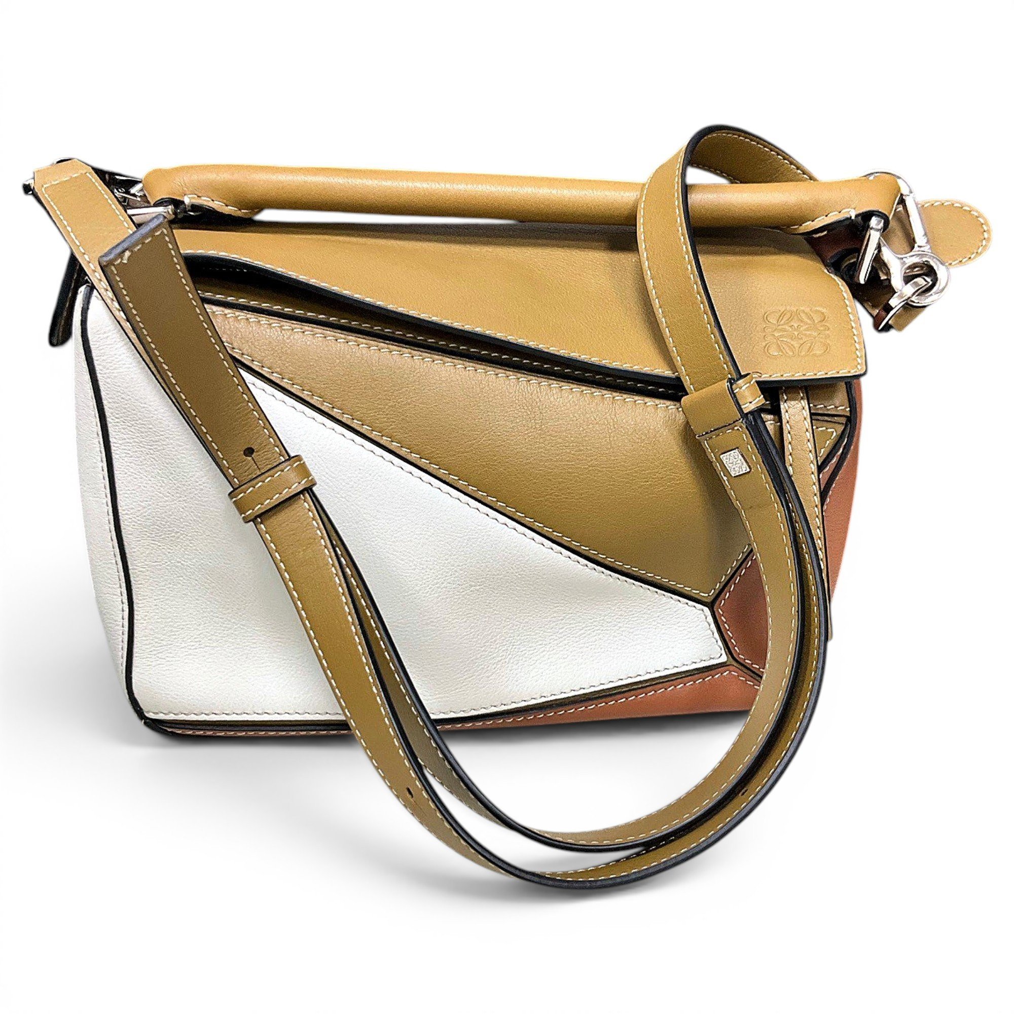 Puzzle leather handbag