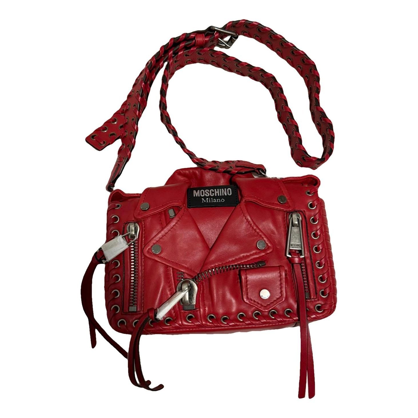 Biker leather crossbody bag