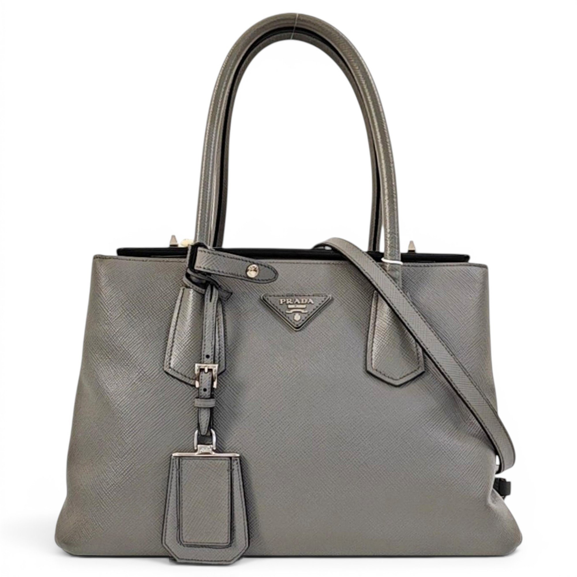 Double leather crossbody bag