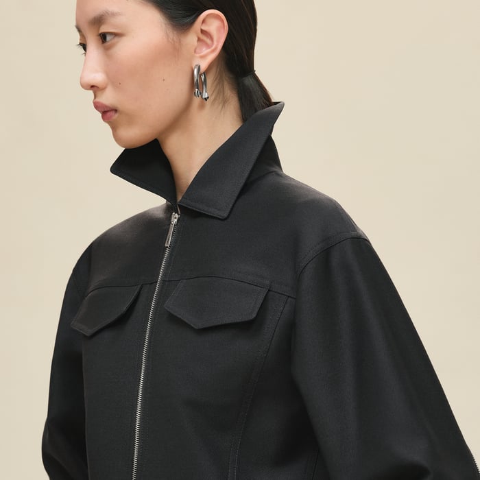 Noir Zipped Denim Jacket