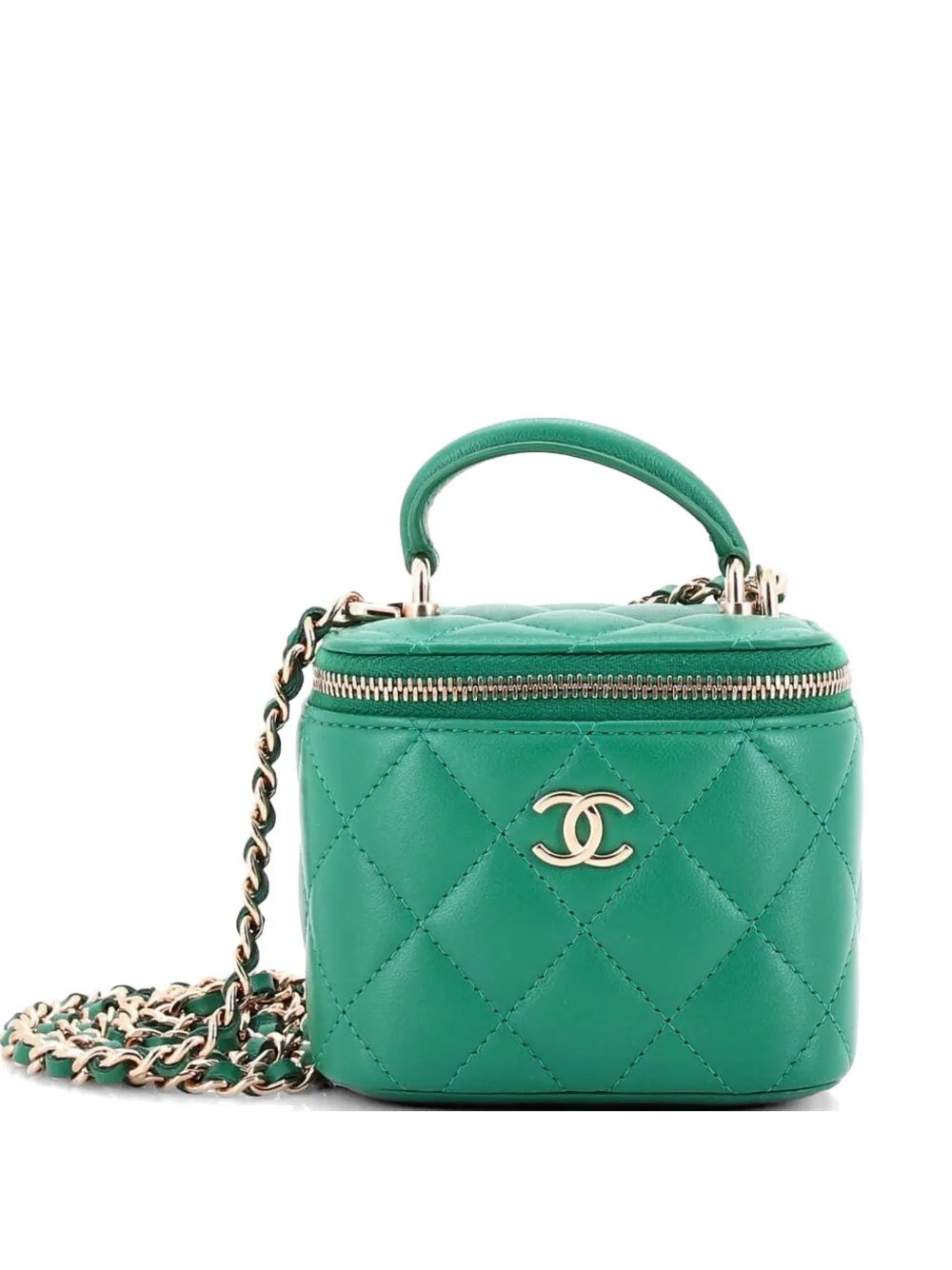 Classic Top Handle Vanity Case with Chain Quilted Lambskin Mini crossbody bag