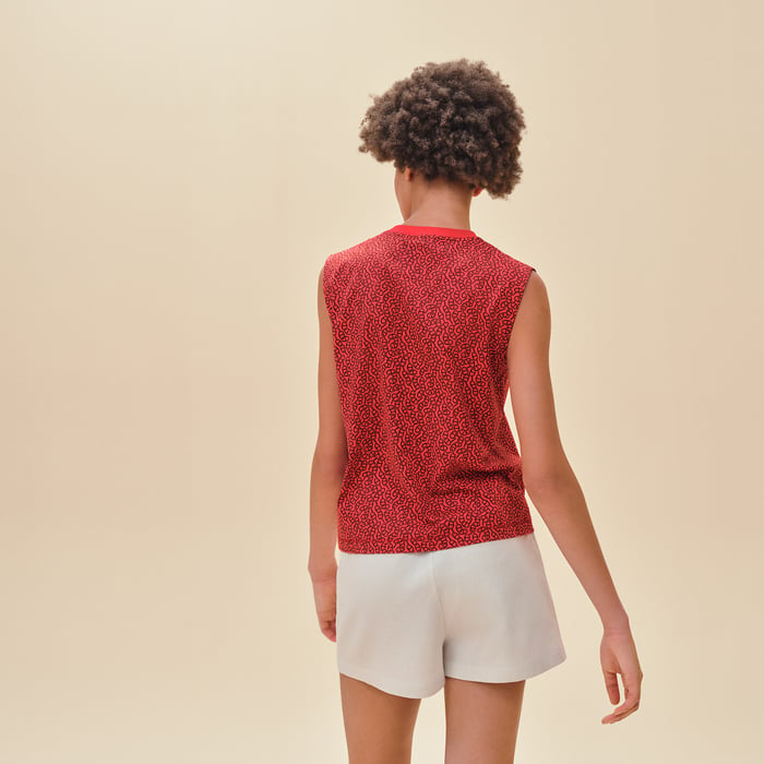 Rouge Écarlate "Naoussa Chaine" Sleeveless Maxi T-shirt