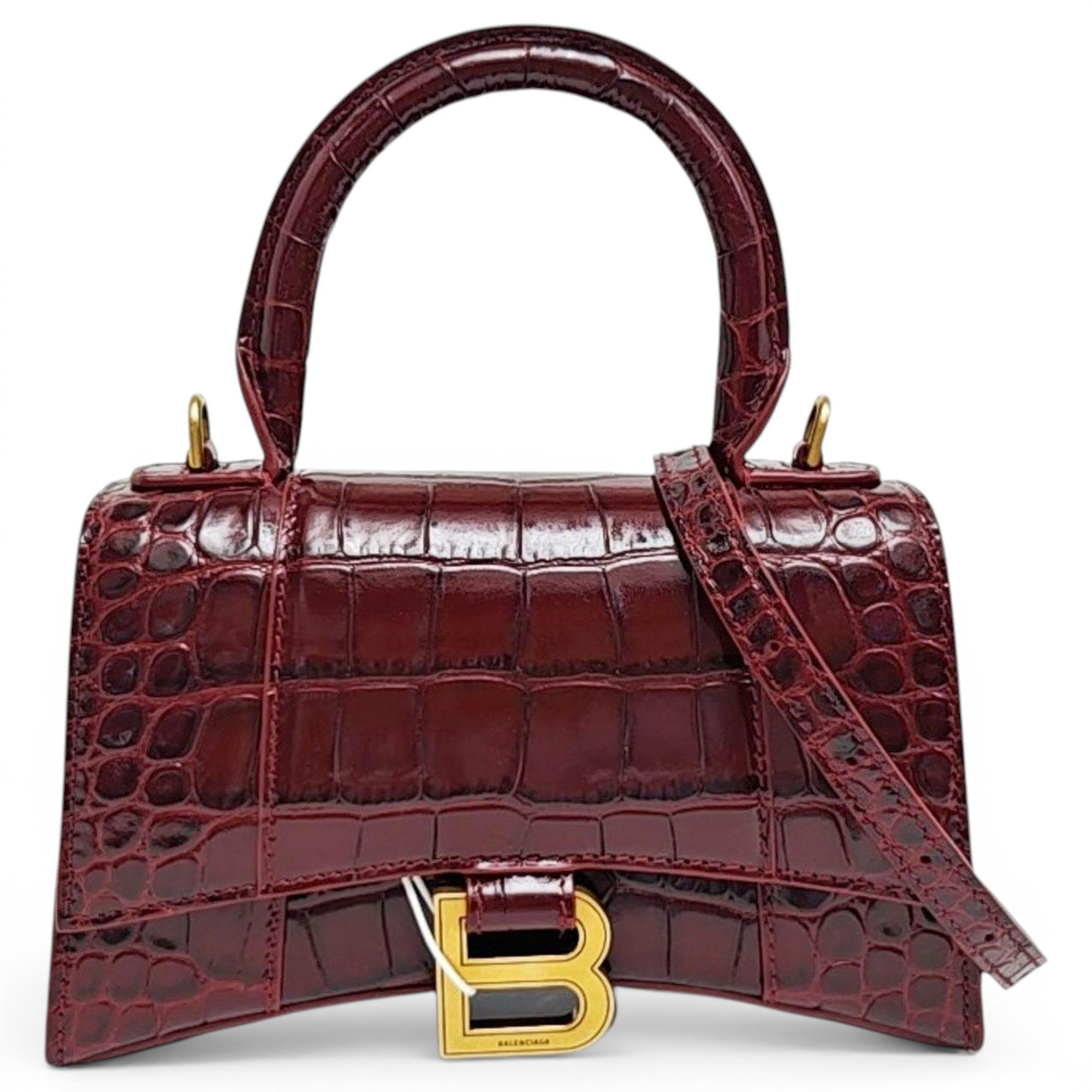 Hourglass leather handbag