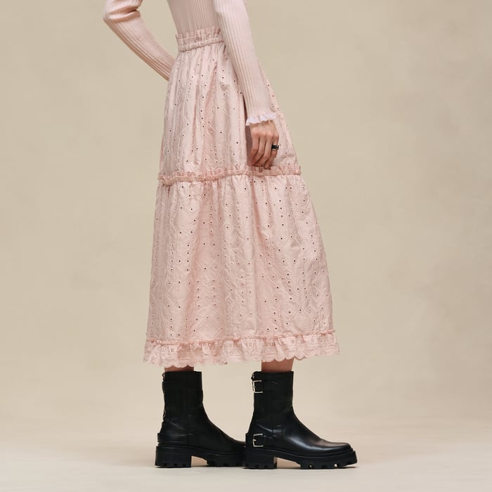 Rose Palomino Jupe Brodée