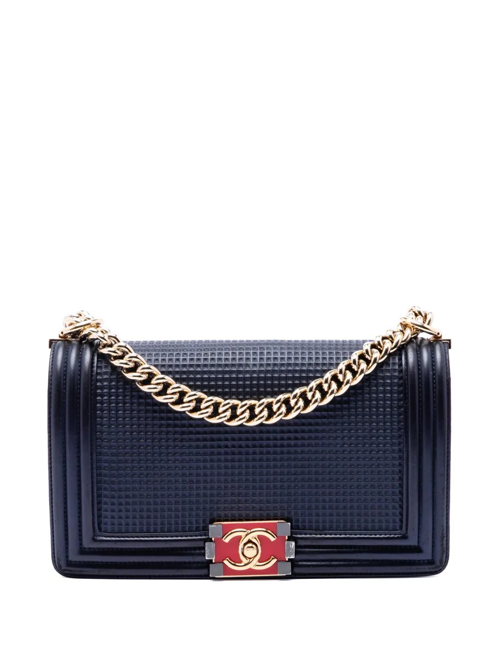 2013-2014 Old Medium Lambskin Embossed Cube Boy Flap crossbody bag