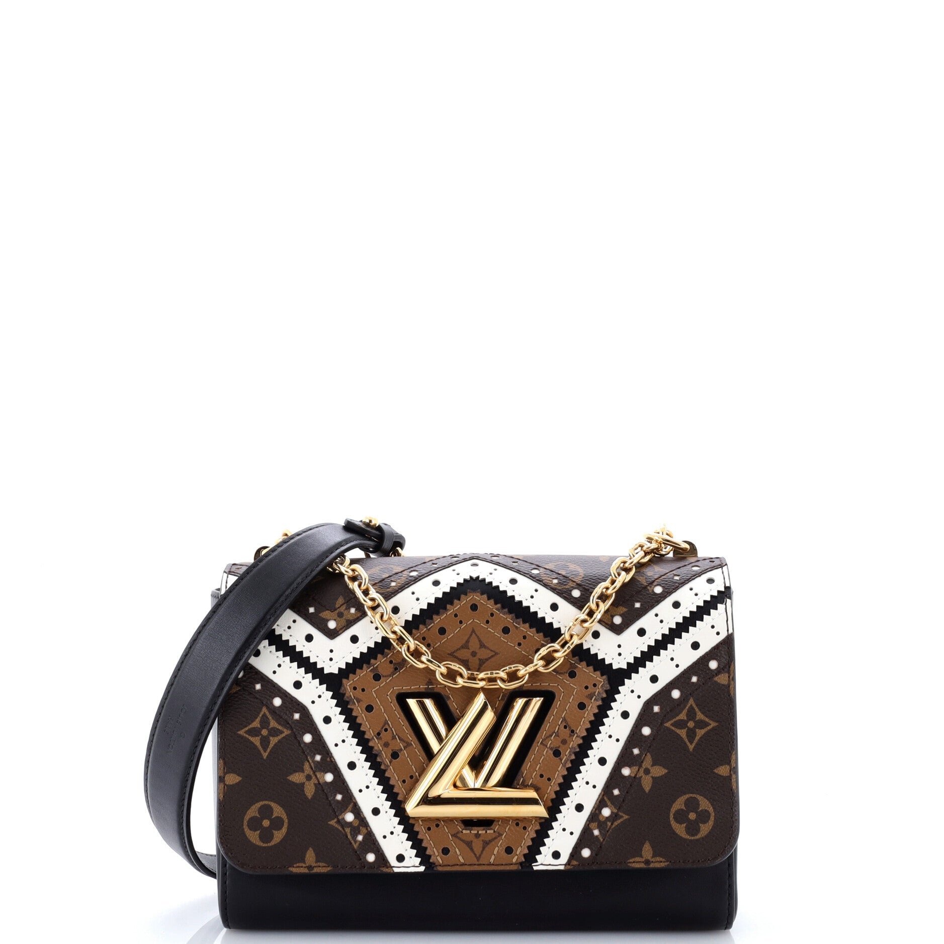 Twist Handbag Limited Edition Brogue Reverse Monogram Canvas and Leather MM