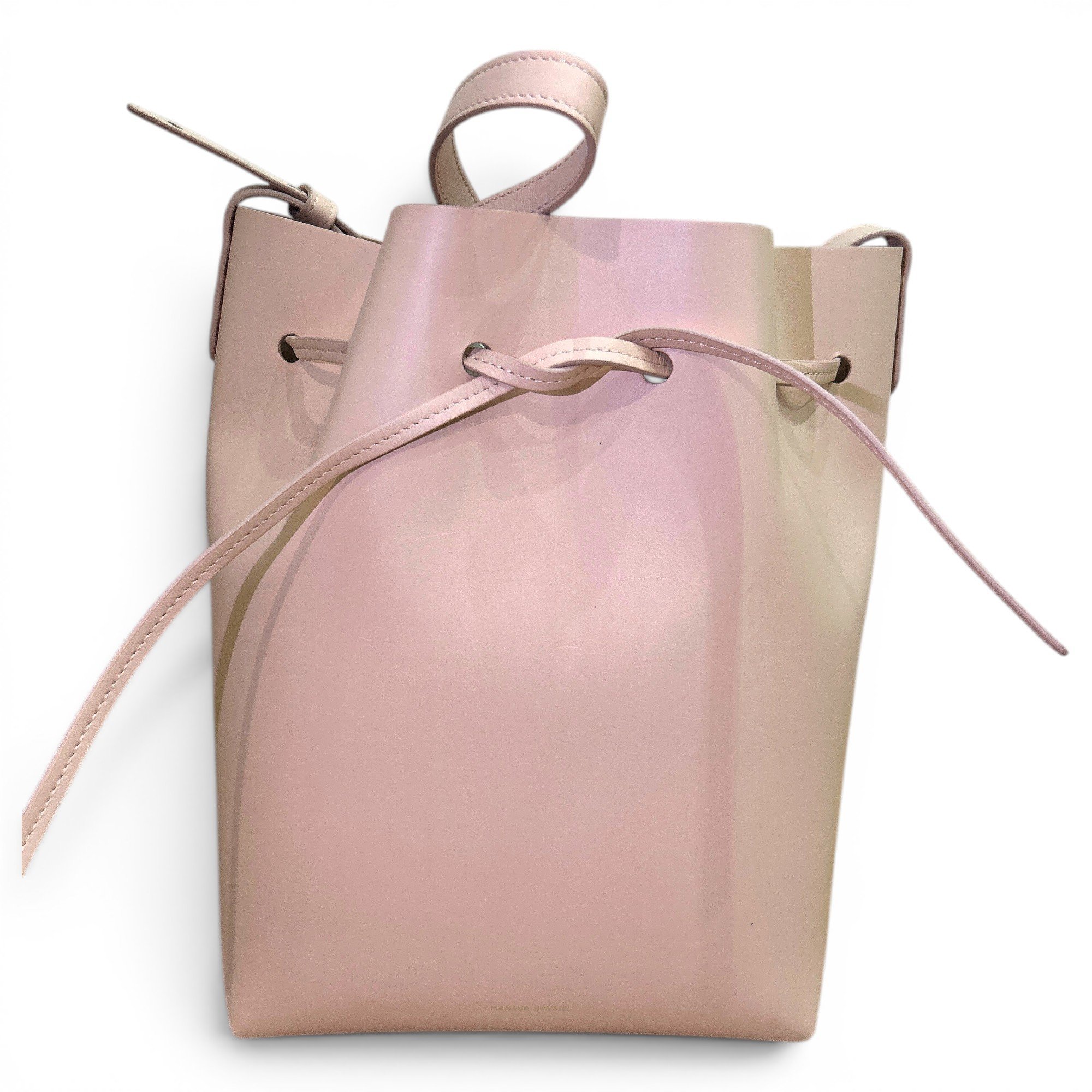 Bucket leather handbag