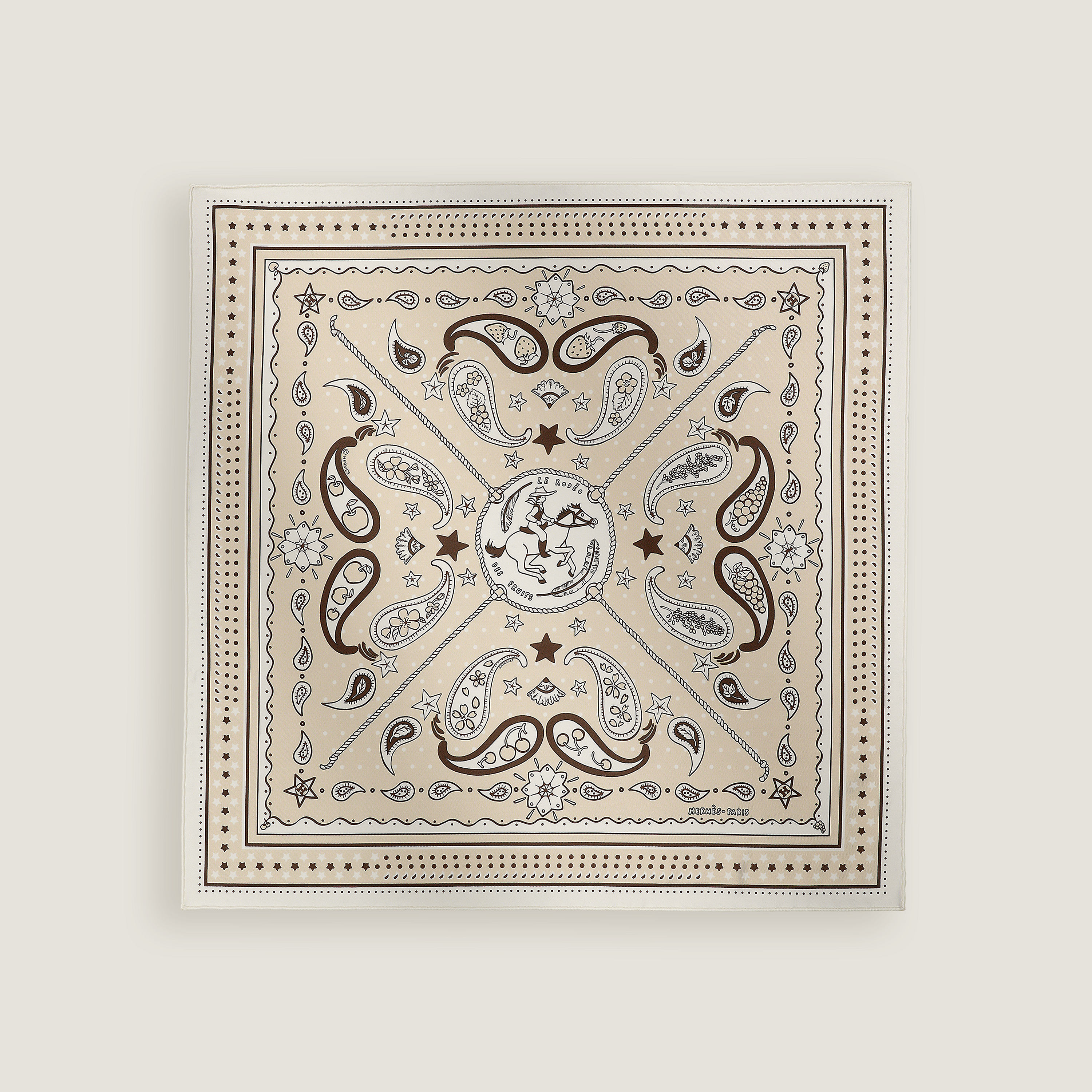 Hermès シルクバンダナ 《ロデオ・デ・フルーツ》 黒/白 | BagUSeek