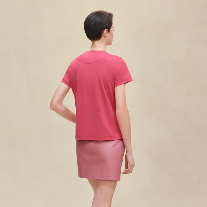 Rose Framboise Embroidered Pocket T-shirt