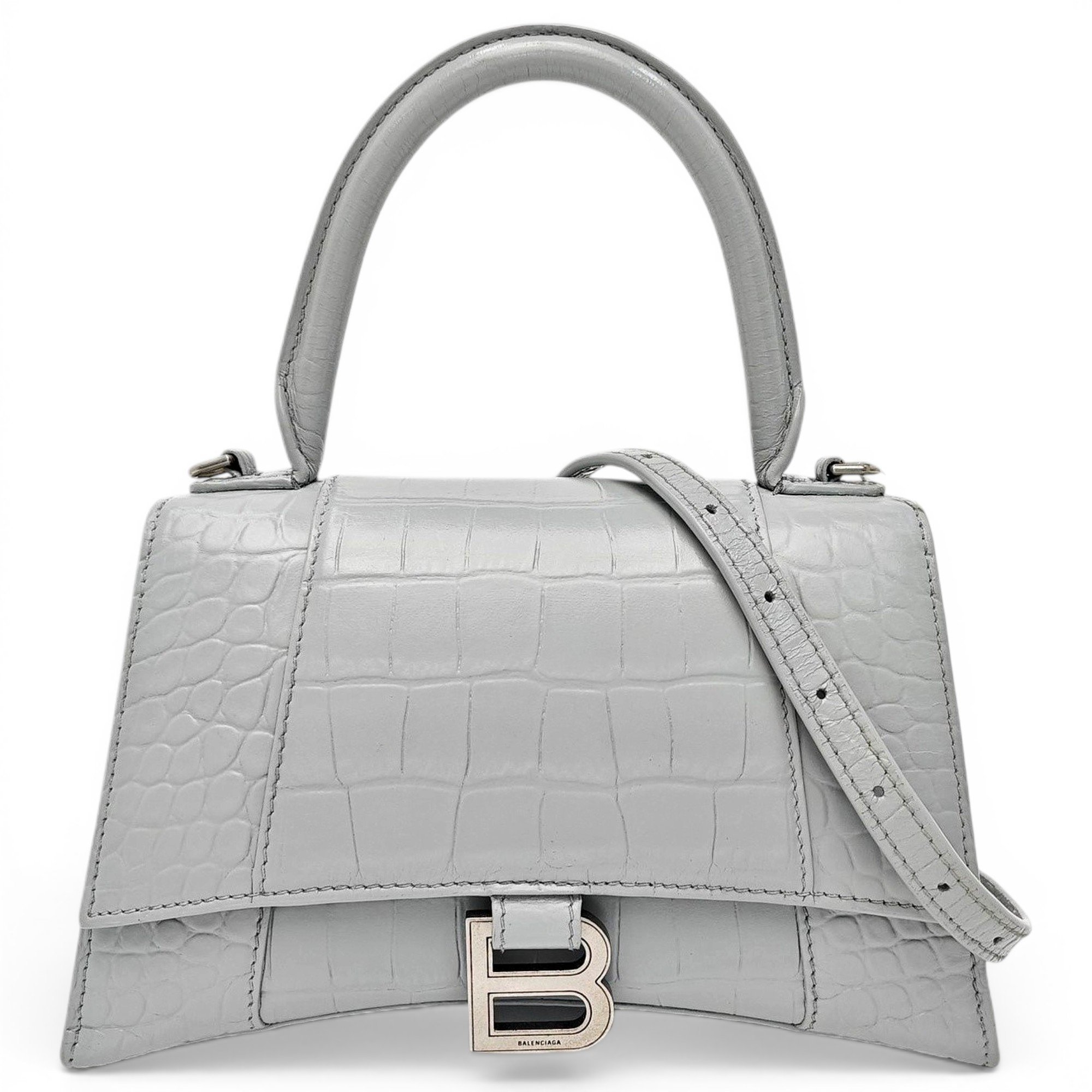 Hourglass leather handbag