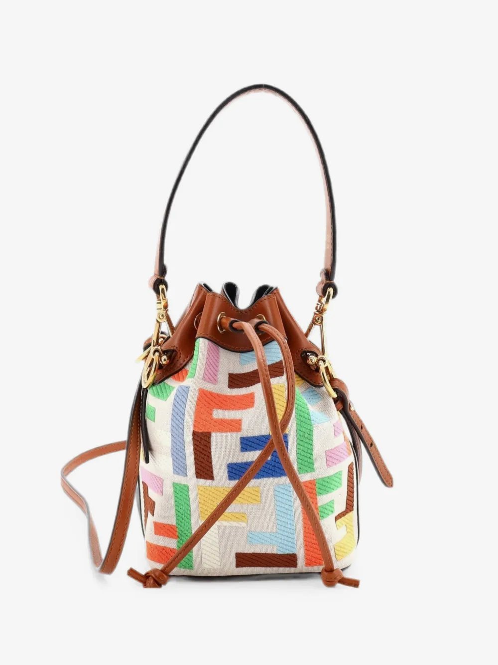Mon Tresor Zucca Embroidered Canvas Mini bucket bag